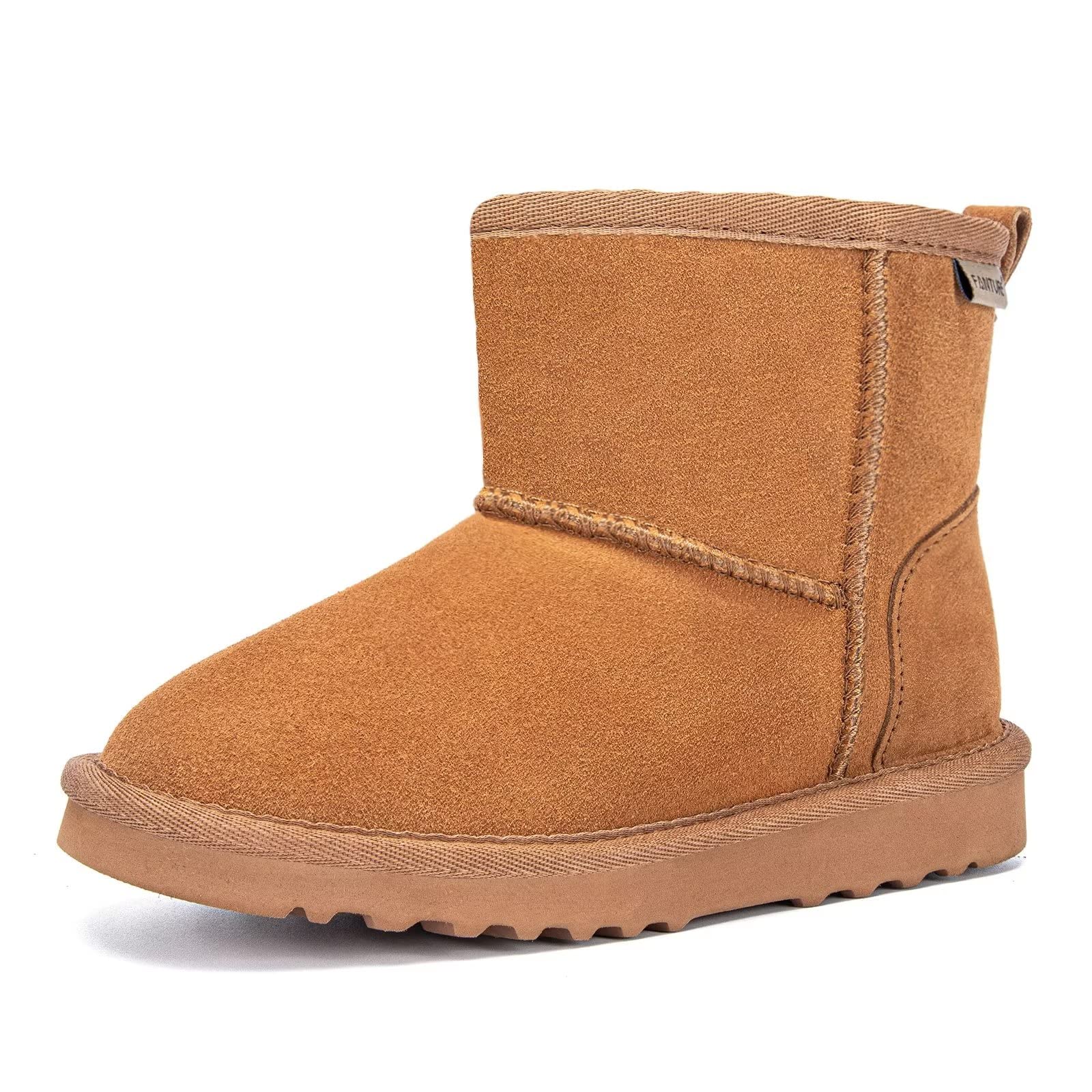 FANTURE Kids Snow Boots for Boys & Girls - Warm Winter Boots with Cow Suede & Faux Fur Lining - Durable Waterproof Shoes for Little & Big Kids - Perfect for Snow Play, Winter Hiking & Cold Weather Activities