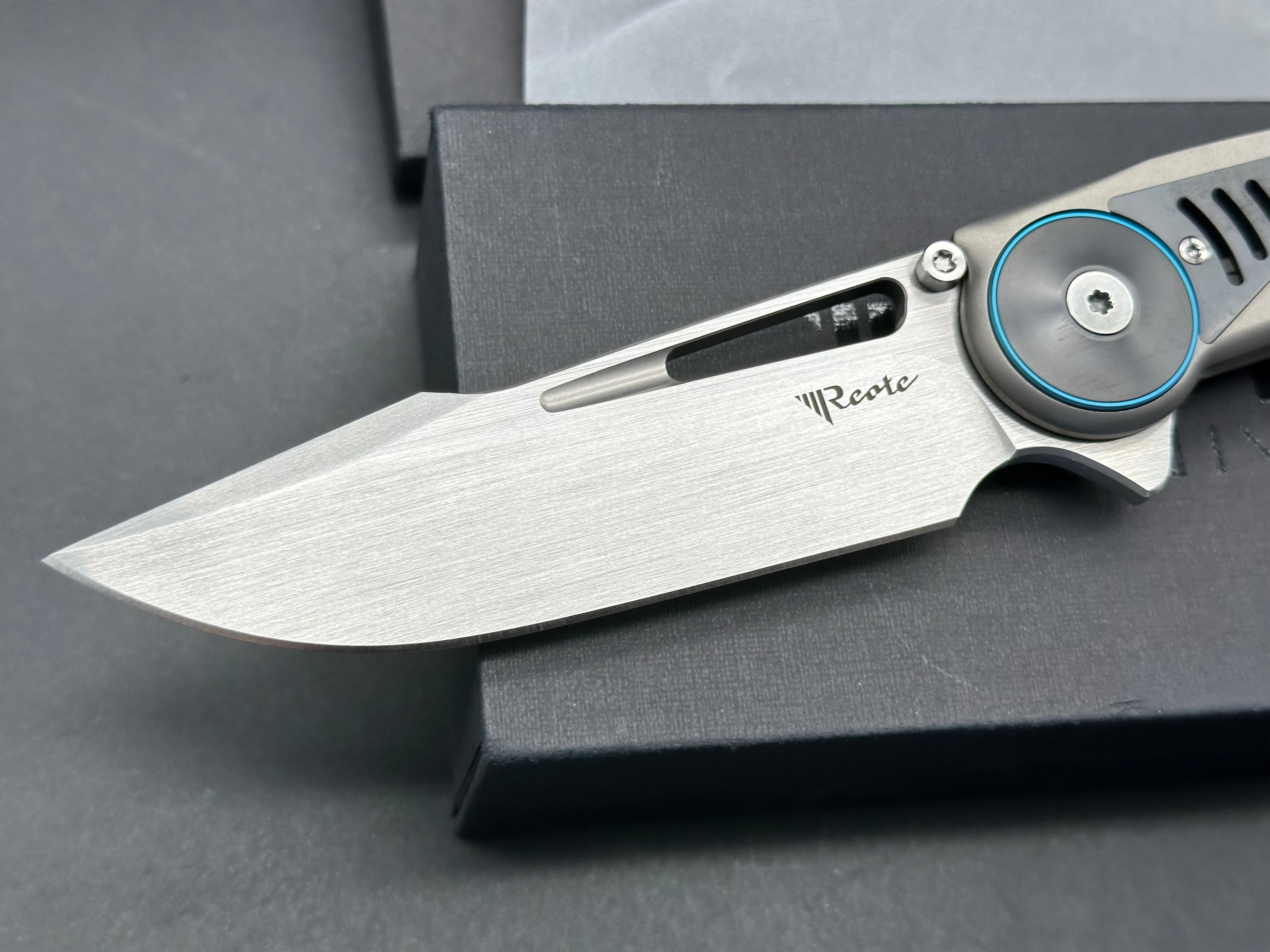 Reate GTR Frame Lock Folding Knife - Titanium Handle with Zirconium Inlay & Ball Bearing Clip (3.6