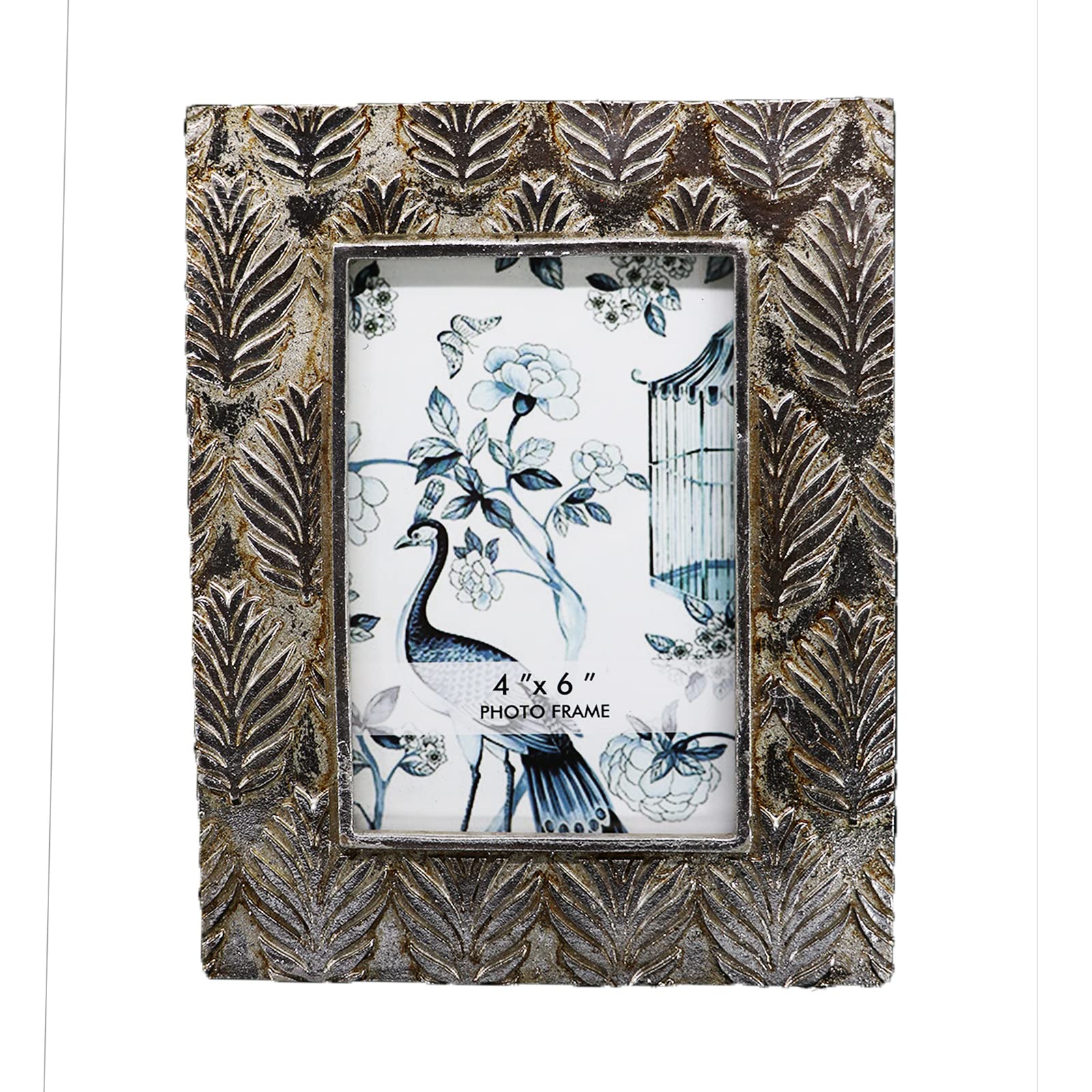 Vintage 4x6 Picture Frame - Silver Antique Photo Frame for Wall & Tabletop Display