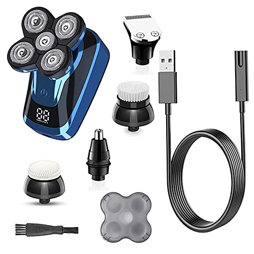 5-in-1 Waterproof Electric Razor for Men - Rechargeable Beard Trimmer, Body Groomer & Bald Shaving Kit with Facial Hair Clipper | Perfect for Travel, Gym & Daily Grooming Routine