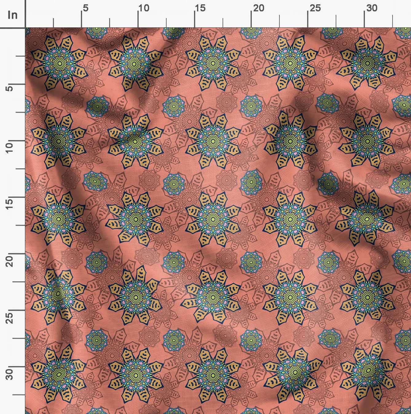 Soimoi Moss Georgette Brown Fabric by The Yard - 42 Inch Wide Aboriginal Mosaic Inspired Printed Textile for DIY Crafts, Home Decor & Cultural Projects - Soft Drape Material for Dresses, Curtains & Artistic Creations