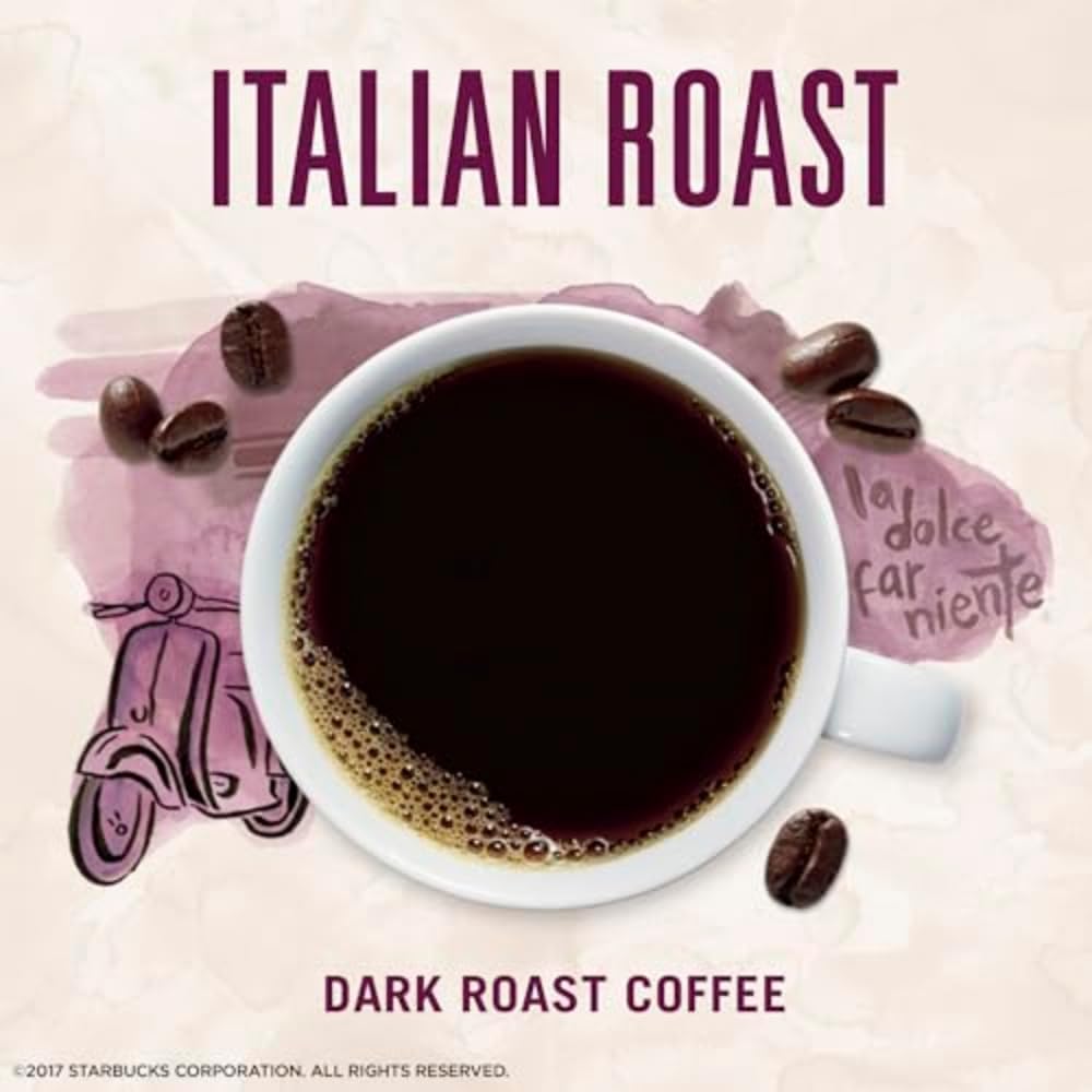Starbucks VIA Instant Dark Roast Italian Coffee - 100% Arabica, 50 Single-Serve Packets | Perfect for Office, Travel & Camping