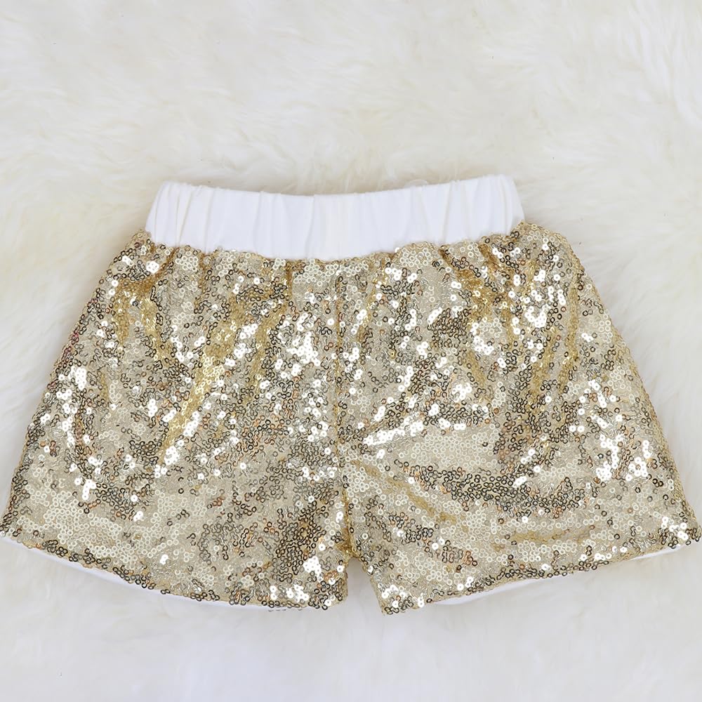 Sparkly Toddler Girls' Sequin Shorts with Glitter on Both Sides & Matching Headband - Cute Birthday Outfit for Baby Girls, Toddler Playwear, Party Dress, Photo Shoot & Special Occasion Outfits