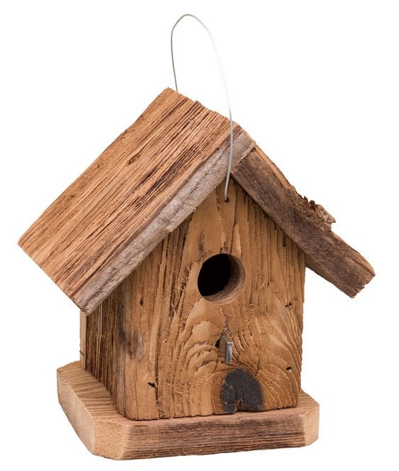 Rustic Birdhouse Cabin - Handmade Recycled Mushroom Wood Bird House for Garden, Patio & Outdoor Decoration | Attracts Wild Birds & Enhances Nature View