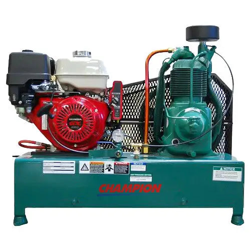 Champion R Series 13HP Gas Powered Air Compressor - Heavy Duty Base Mount for Construction, Auto Repair & Industrial Use