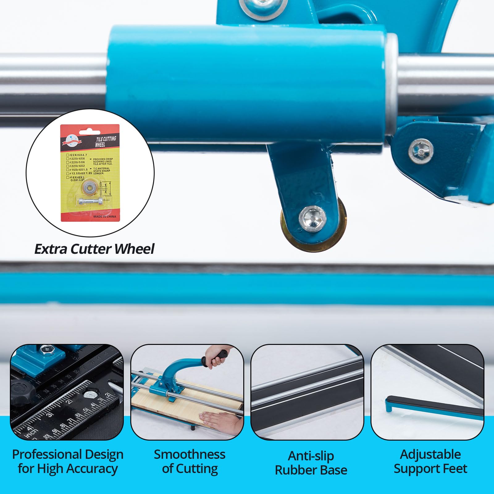 48 Inch Manual Tile Cutter with Tungsten Carbide Wheel - Double Rail Precision Tile Cutting Tool with Infrared Positioning for Ceramic, Porcelain & Stone Tiles - Perfect for DIY Home Renovation & Professional Tiling Projects