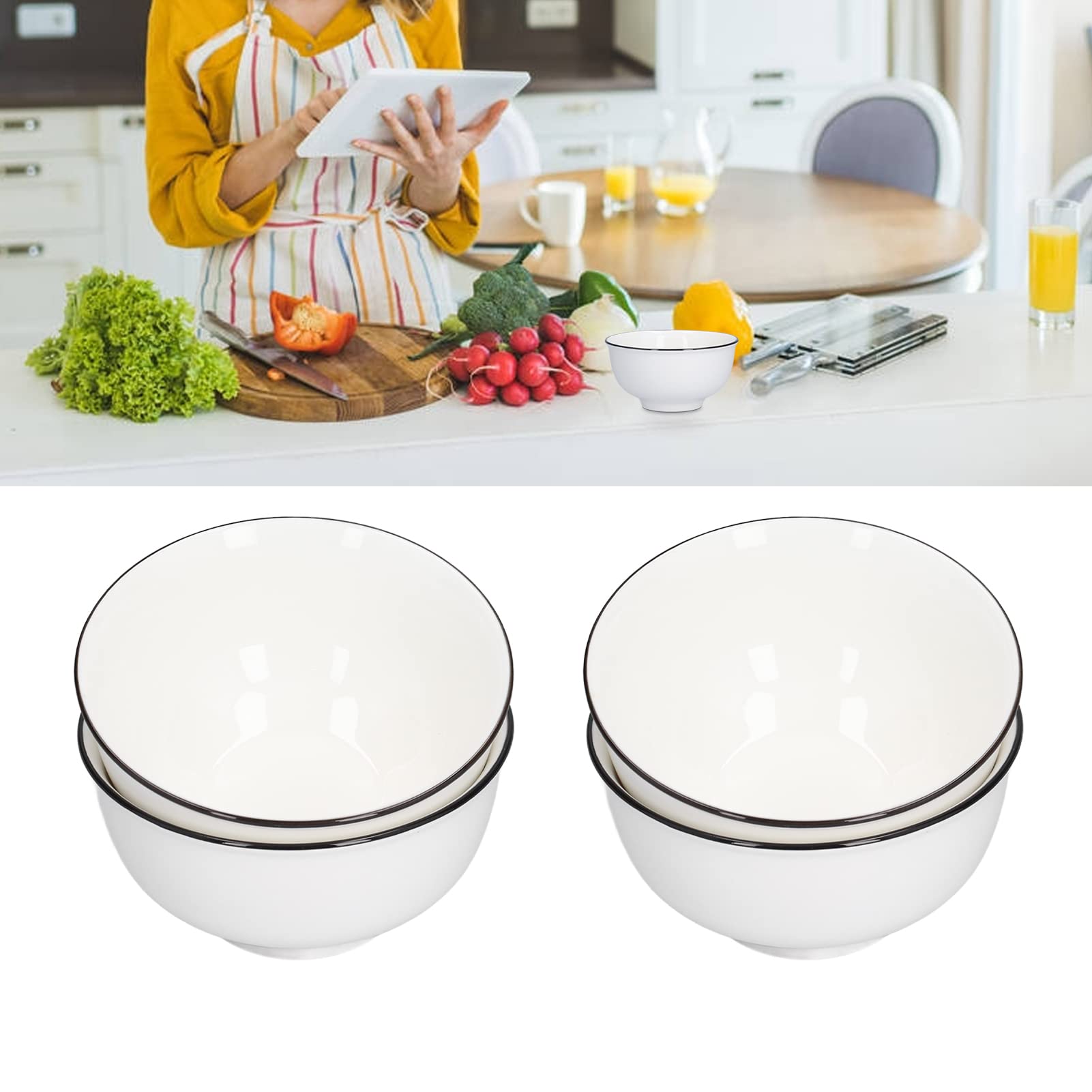 380ml Ceramic Soup Bowl Set - 5in White Dinnerware for Kitchen, Home, Restaurant & Hotel | Perfect for Serving Soups, Salads & Desserts