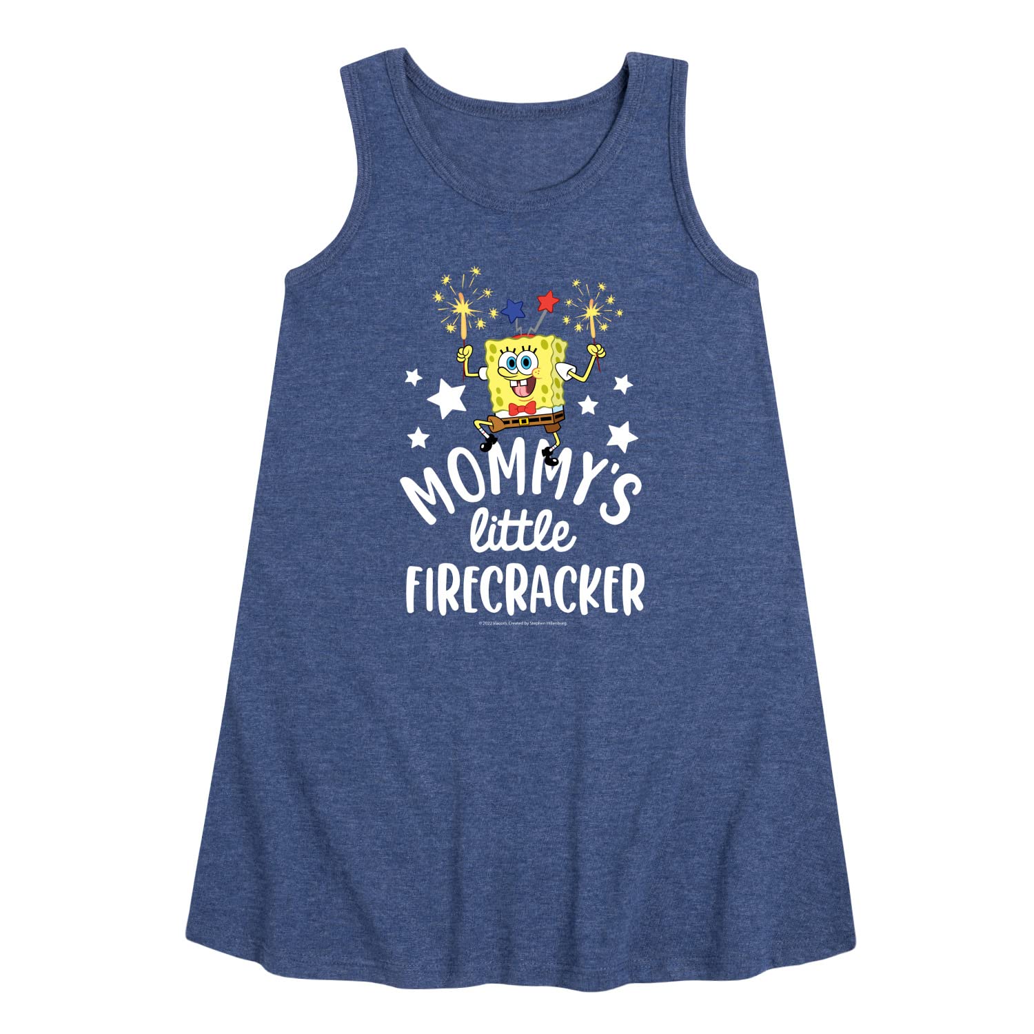 HYBRID APPAREL Spongebob Squarepants Mommy's Little Firecracker Toddler & Youth Girls A-Line Dress - Cute Cartoon Character Outfit for Birthday Parties, Playdates & Special Occasions