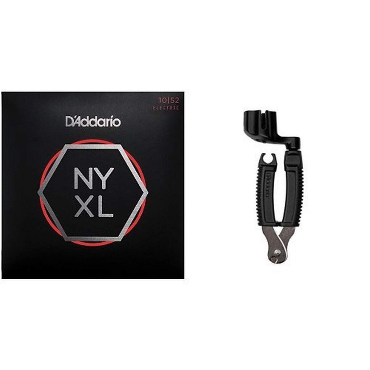 D'Addario NYXL1052 Electric Guitar Strings - Light Top Heavy Bottom 10-52 Gauge with Pro-Winder String Cutter Bundle | Perfect for Rock, Metal & Blues Players | Stage & Studio Use
