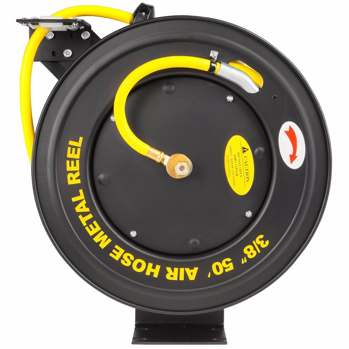 XtremepowerUS Auto-Rewind Retractable 50-Ft x 3/8-Inch Air Hose Reel with Heavy Duty Rubber Hose - Perfect for Garage, Workshop, and Industrial Air Compressor Use