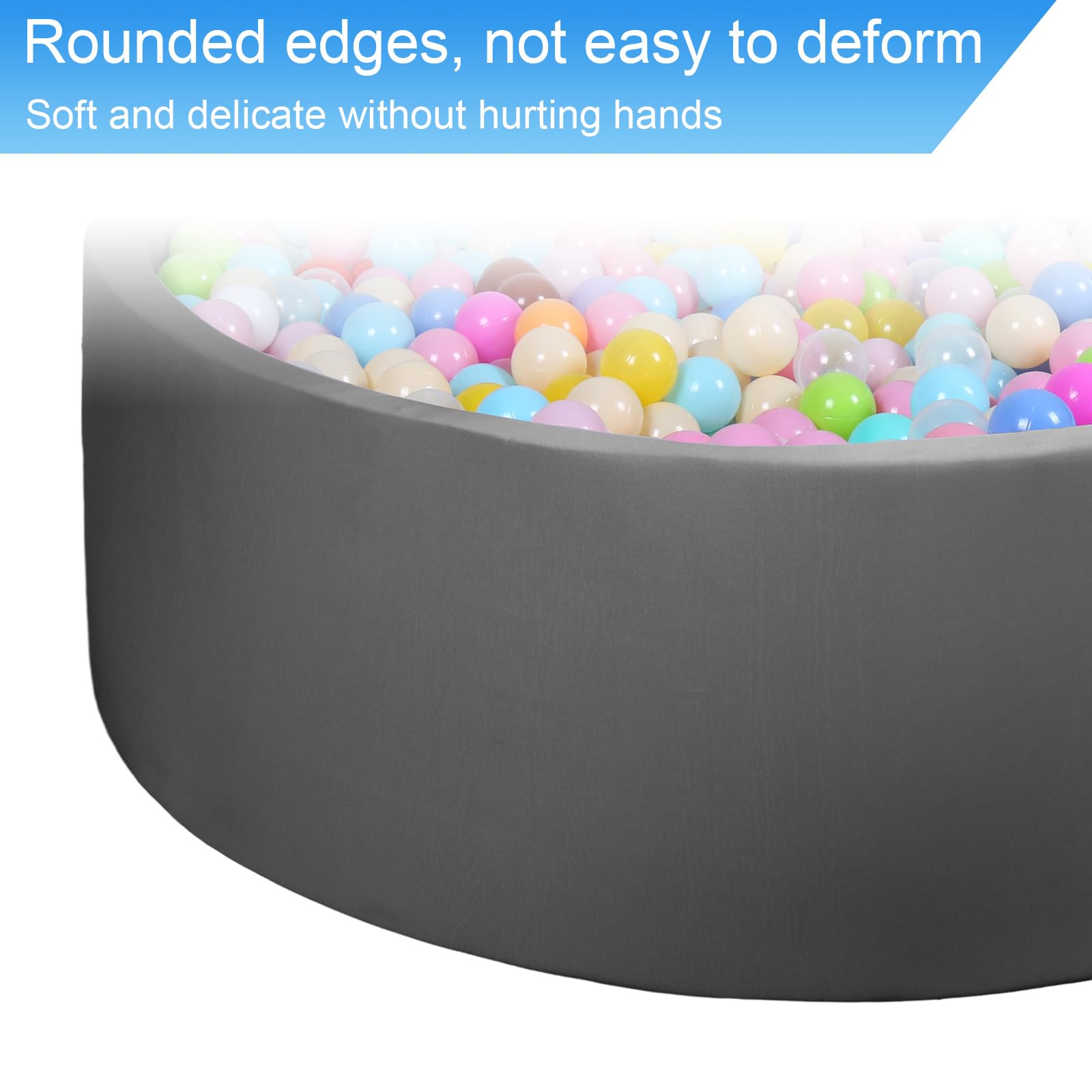 Extra Large Soft Ball Pit for Toddlers & Kids - 51 x 11.8 Inch Foam Ball Pool for Indoor Play, Baby Safe Memory Sponge Round Playpen (Dark Gray) - Perfect for Playrooms, Daycares & Birthday Parties