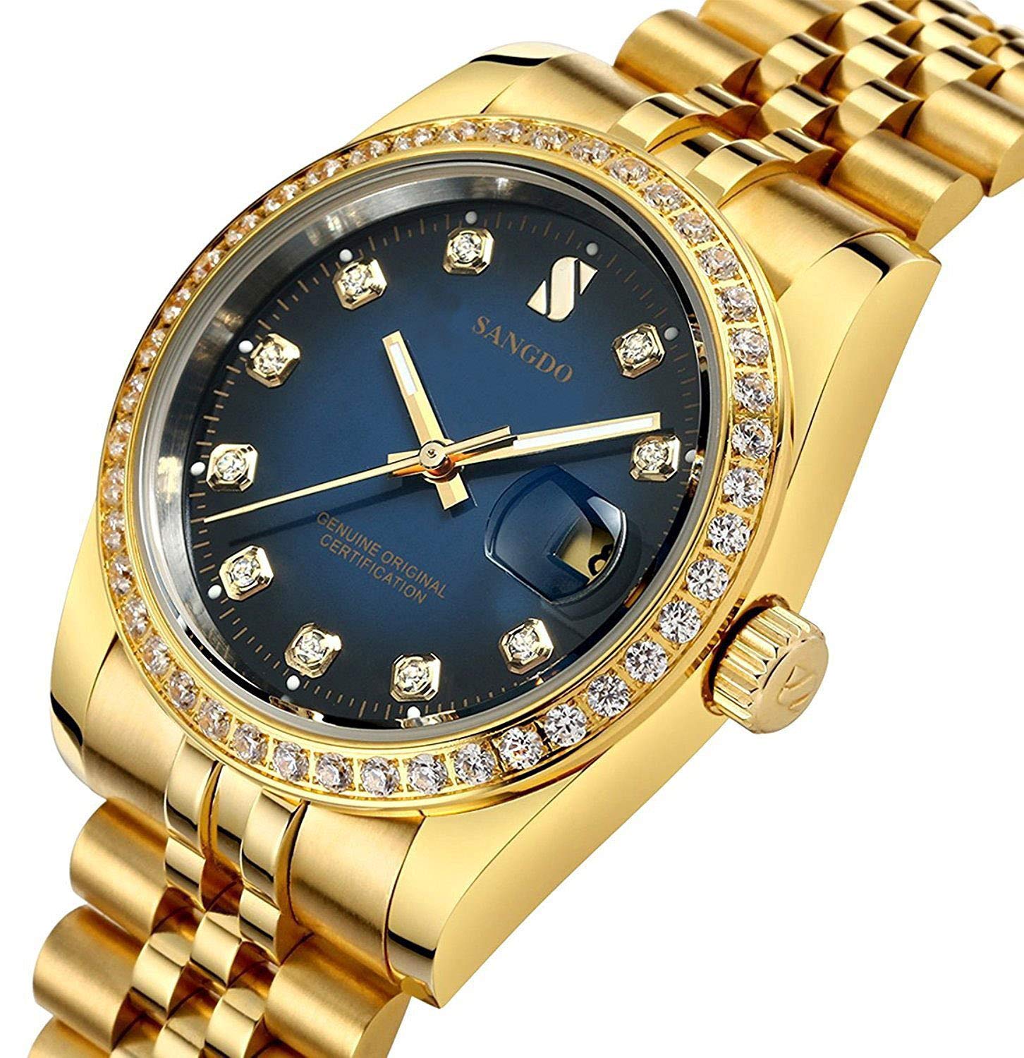 Premium Men's Automatic Self-Winding Watch - Stainless Steel Calendar Display, Water Resistant, Gold Tone | Perfect for Business, Outdoor Activities & Luxury Gifts for Him