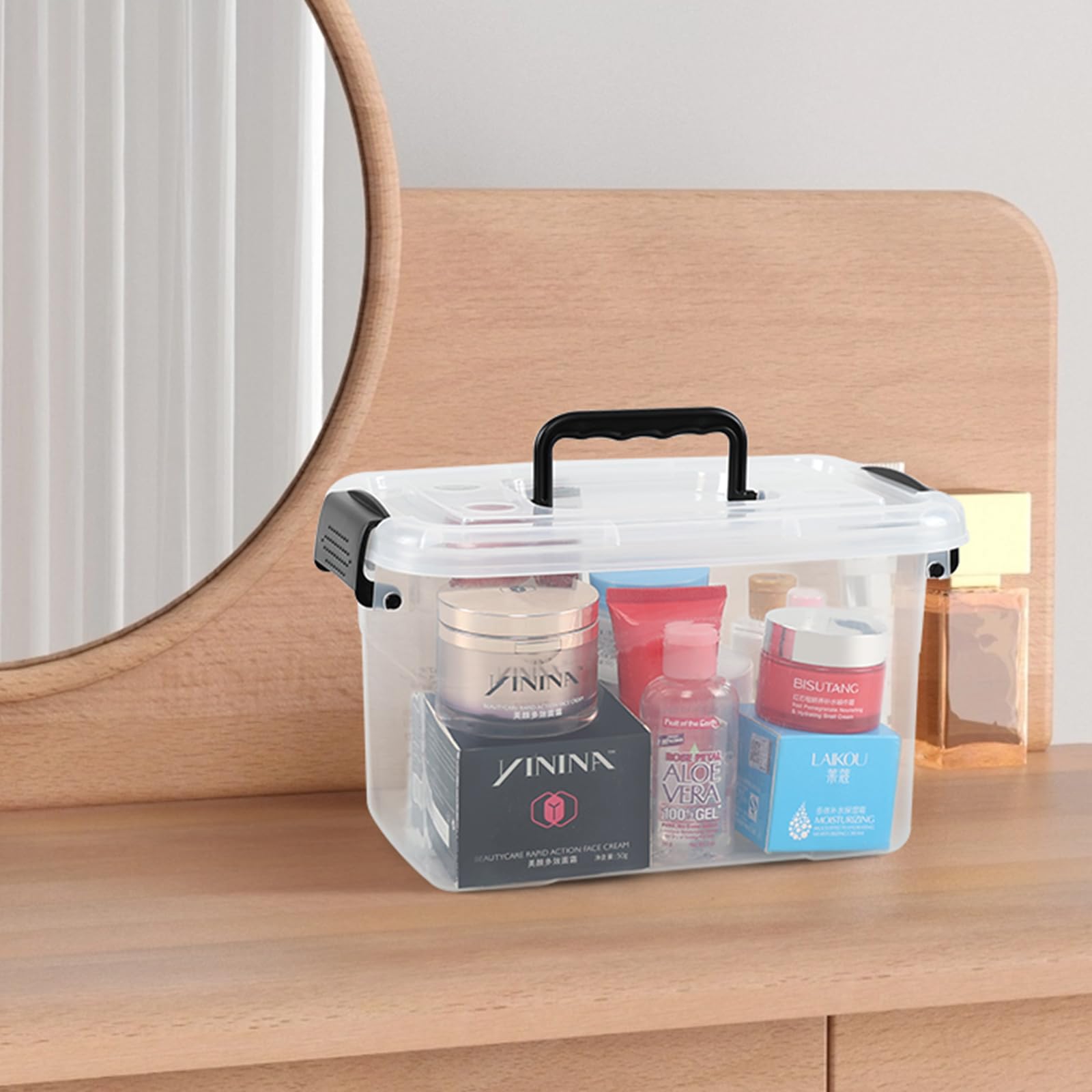 6-Pack 5 Quart Clear Plastic Storage Bins with Latching Lids & Handles - Small Organizer Containers for Home, Office, Closet & Toy Storage