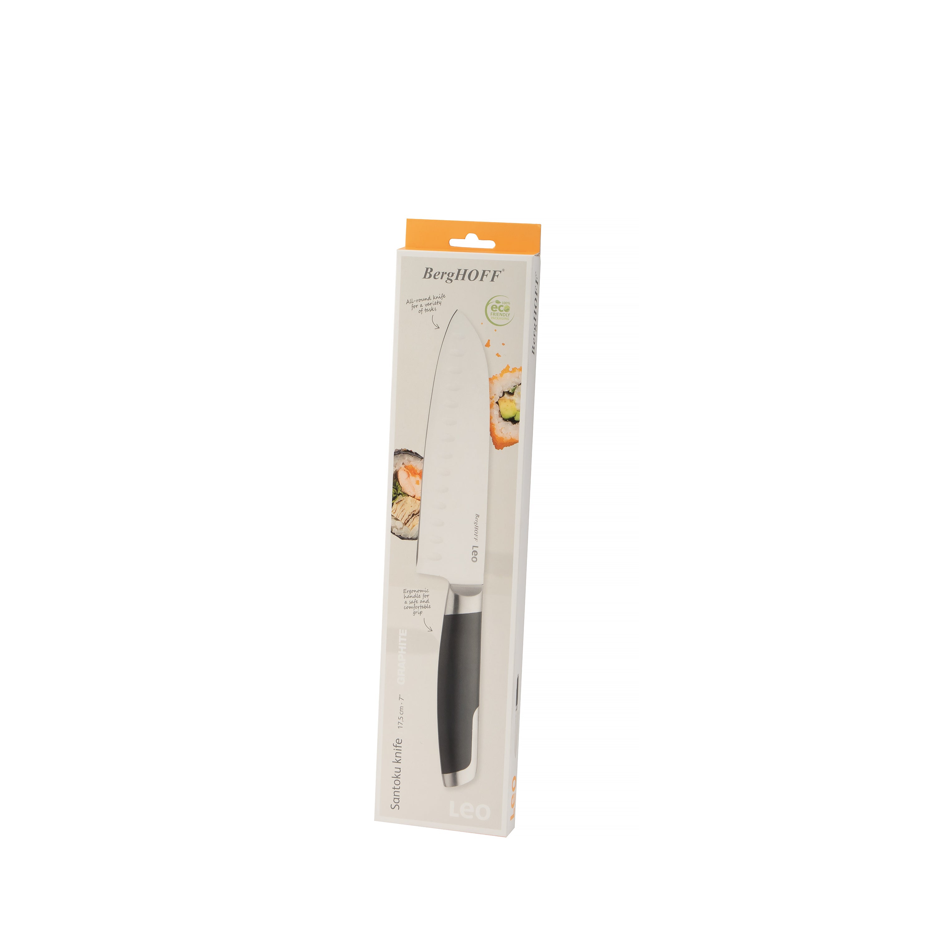 BergHOFF Leo Graphite 7-Inch Santoku Knife - Premium Stainless Steel Kitchen Knife for Slicing, Dicing & Chopping - Perfect for Chefs & Home Cooking