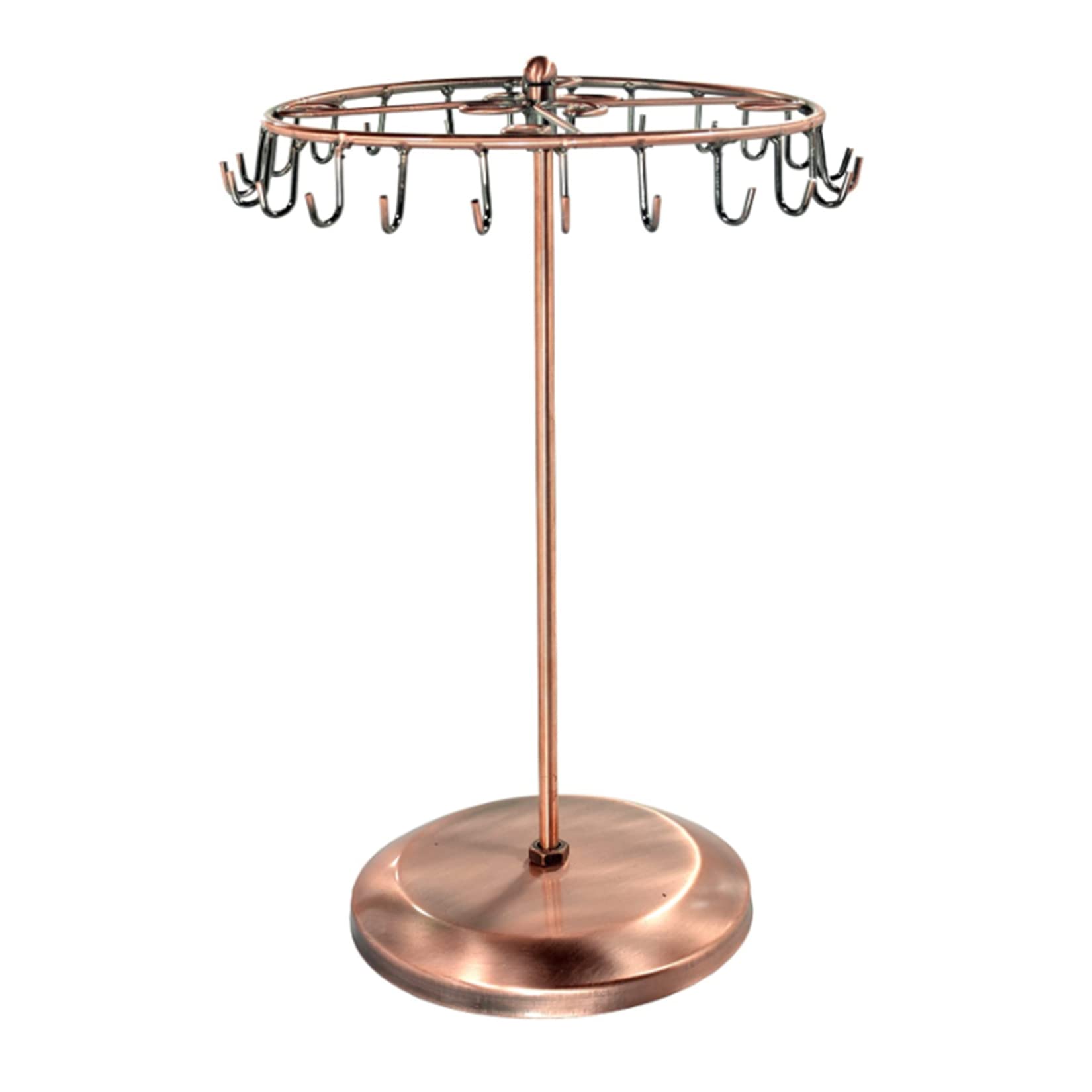 Rotating Necklace Holder Jewelry Organizer Display Stand - 14 Inch with 23 Hooks, Copper Finish - Perfect for Bedroom, Bathroom & Closet Organization