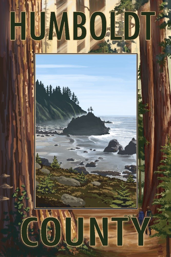 California Redwoods & Beach Art Print - 24x36 Signed Wall Decor Poster | Humboldt County Landscape, Coastal Scenery | Perfect for Living Room, Office & Home Decor