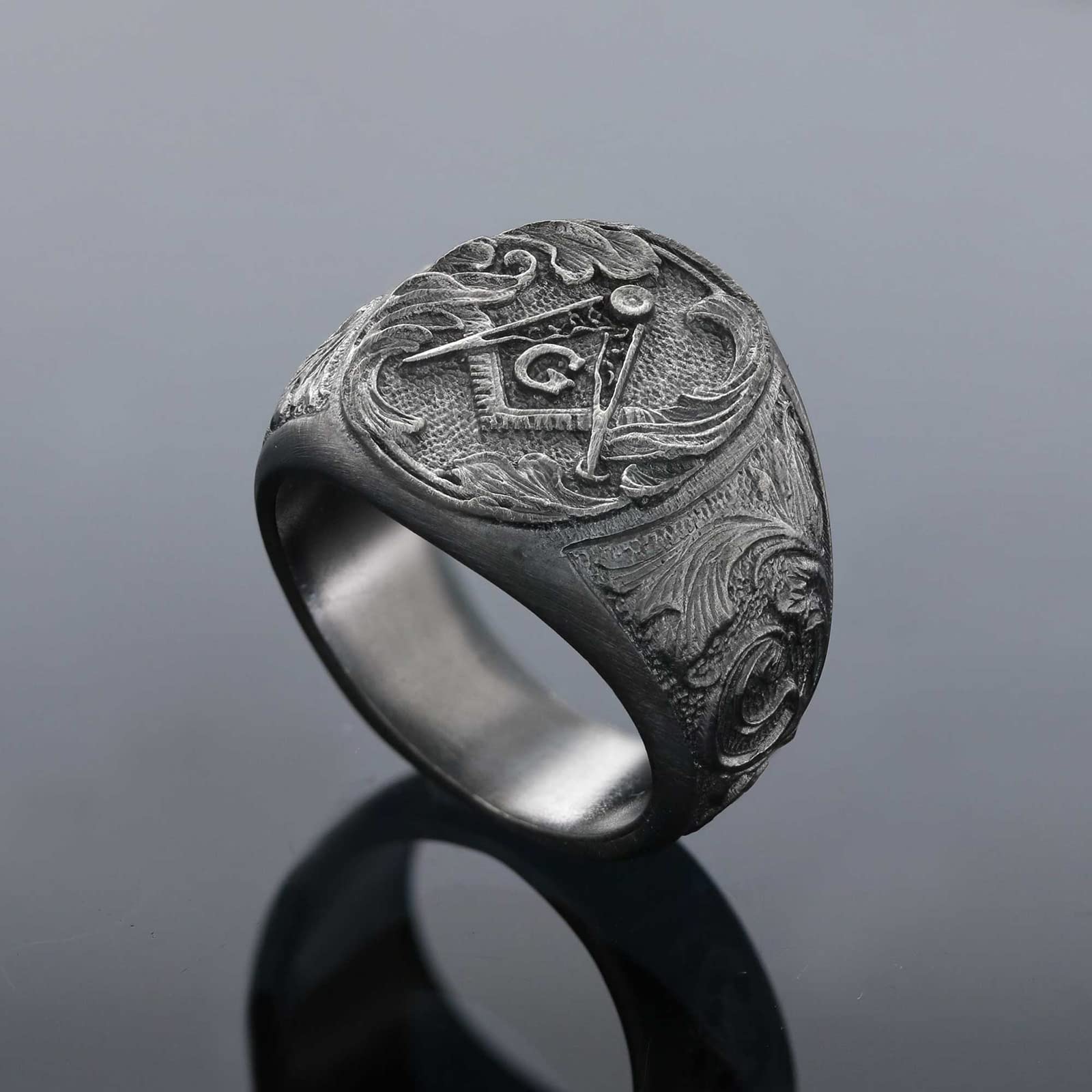 Custom Masonic Ring for Men - Freemasonry Lodge Ring, Personalized Craft Mason Jewelry - Perfect Gift for Freemasons & Brotherhood Members - Ideal for Ceremonies, Rituals & Special Occasions