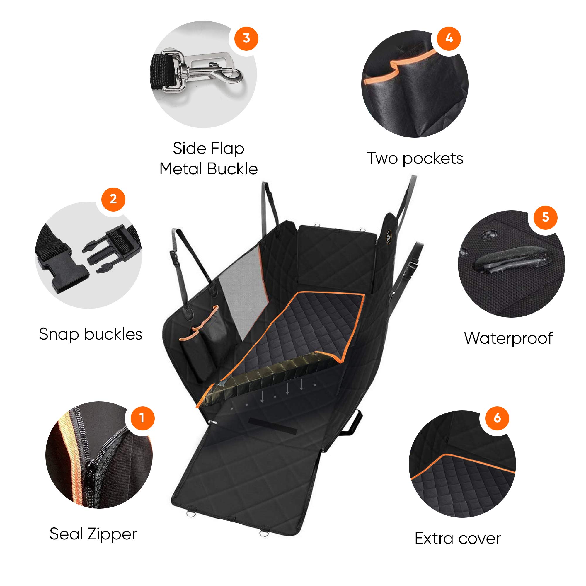 **Waterproof Dog Car Seat Cover for Trucks & SUVs - Large Pet Seat Protector with Mesh Window, 2 Seat Belts & Washable Cover - Non-Slip, Scratch-Proof Dog Hammock for Travel & Outdoor Adventures**