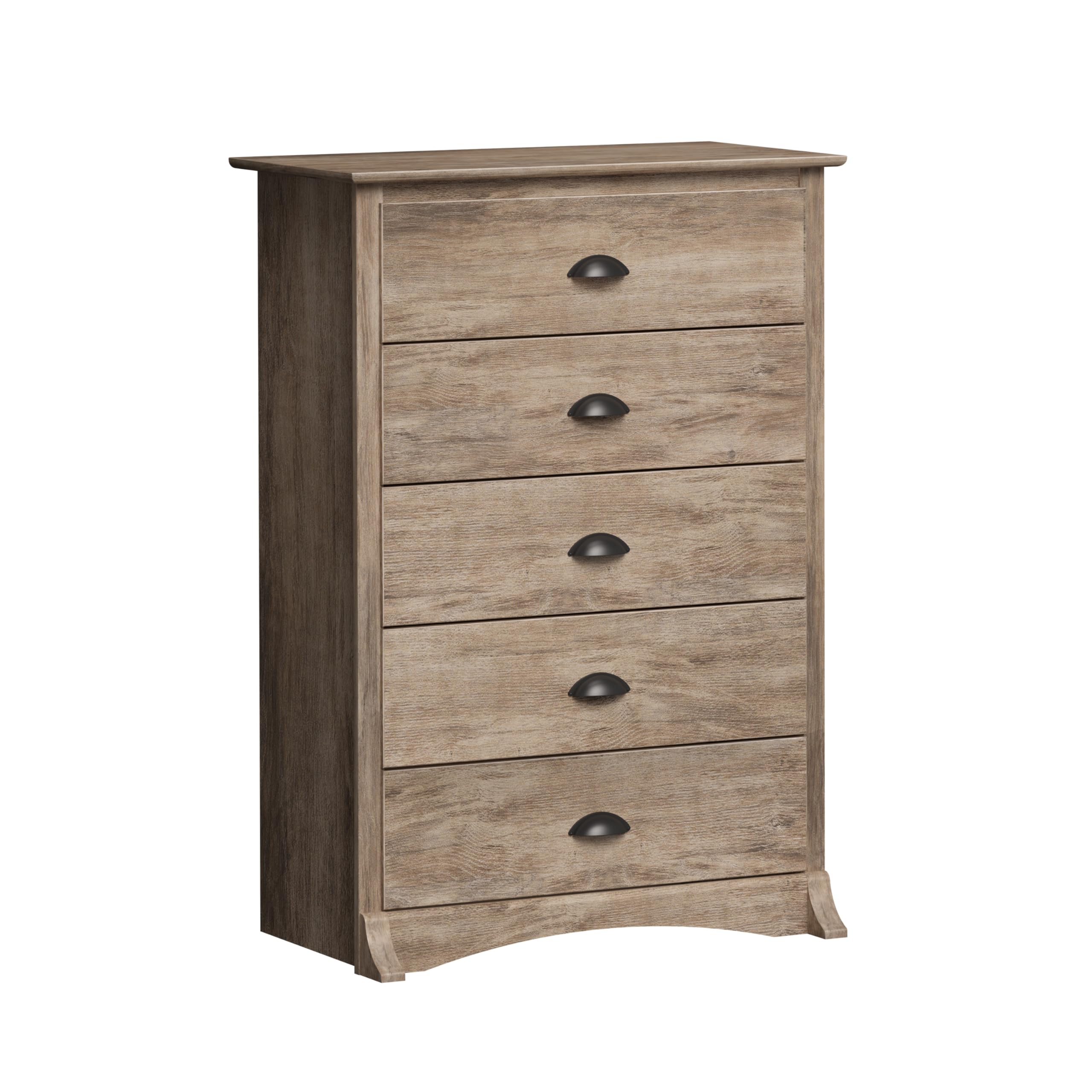 Prepac Salt Spring Rustic 5-Drawer Tall Dresser - Farmhouse Bedroom Dresser Chest of Drawers 17.75