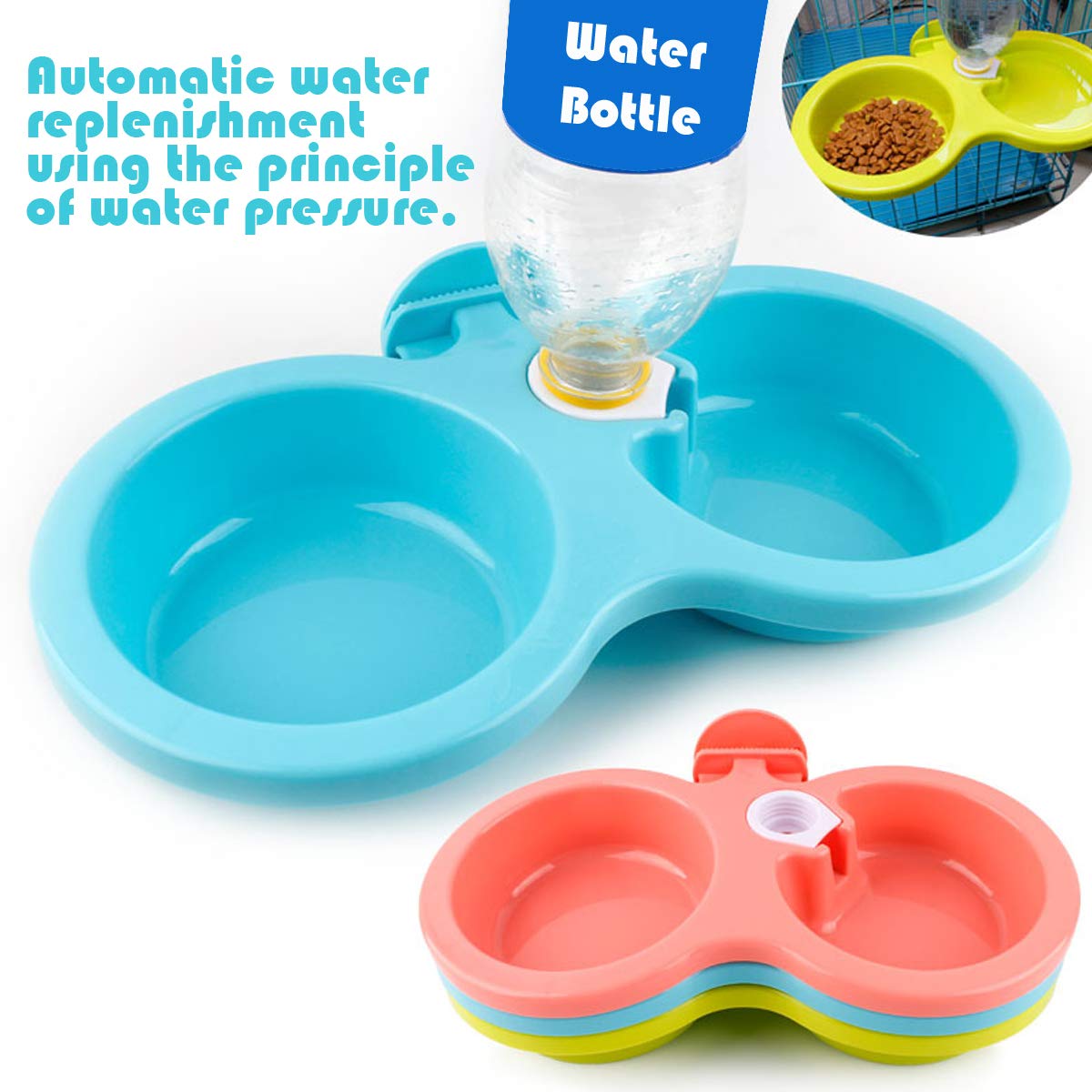 Hanging Pet Bowl - Anti-Slip Plastic Cage Feeder for Dogs & Cats | 2-in-1 Food & Water Dish | Perfect for Crates, Travel & Small Spaces (Green, Small Size)