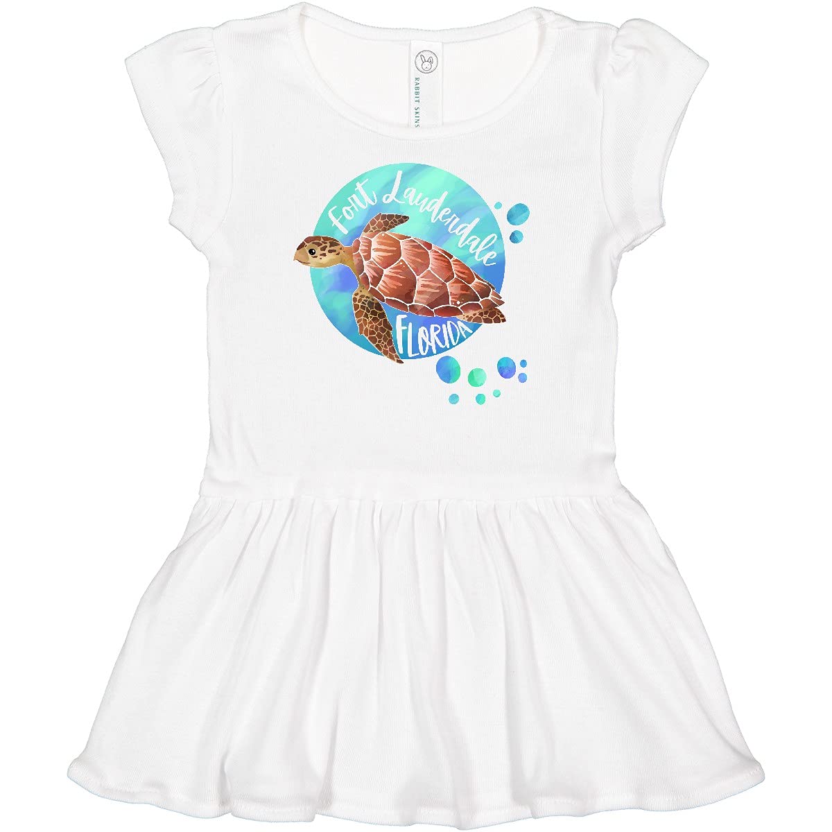 Inktastic Fort Lauderdale Florida Sea Turtle with Bubbles Baby Girl Dress - Perfect for Beach Vacations, Pool Parties & Summer Outings