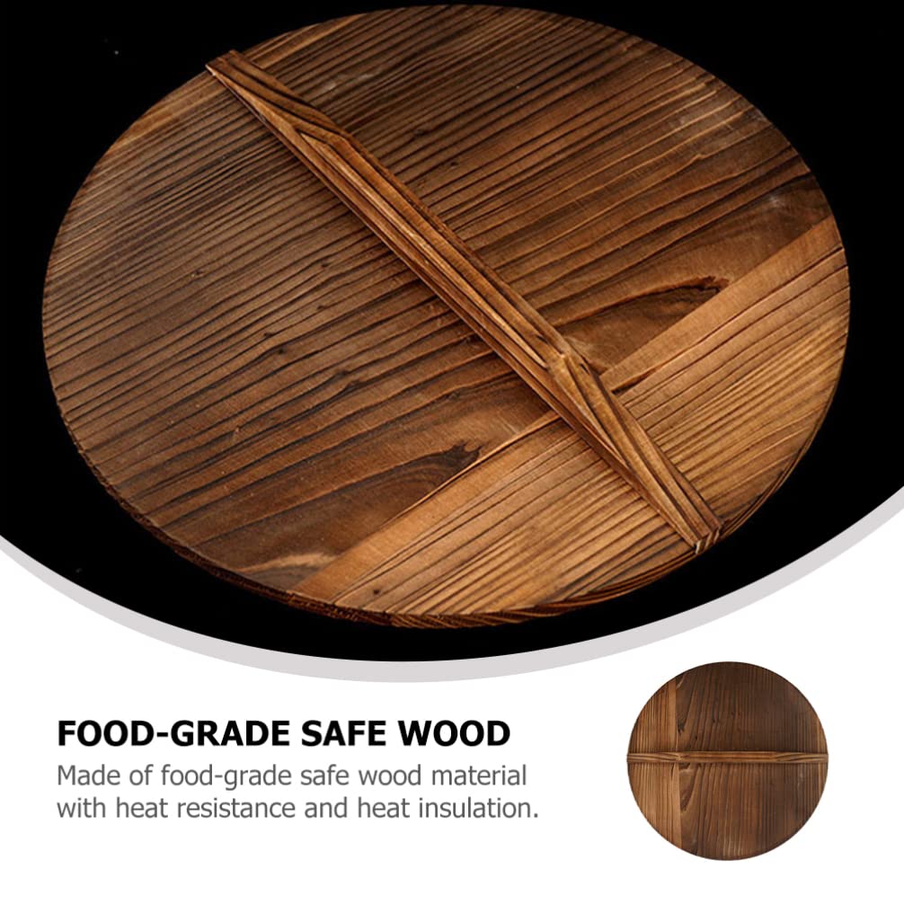 **Cabilock Wooden Wok Lid - Lightweight & Durable Bamboo Pot Cover for Cast Iron Wok, Skillet, or Griddle Pan - Healthy Cooking, Heat Resistant & Splatter-Free - Perfect for Stir-Fry, Steaming & Sauteing**