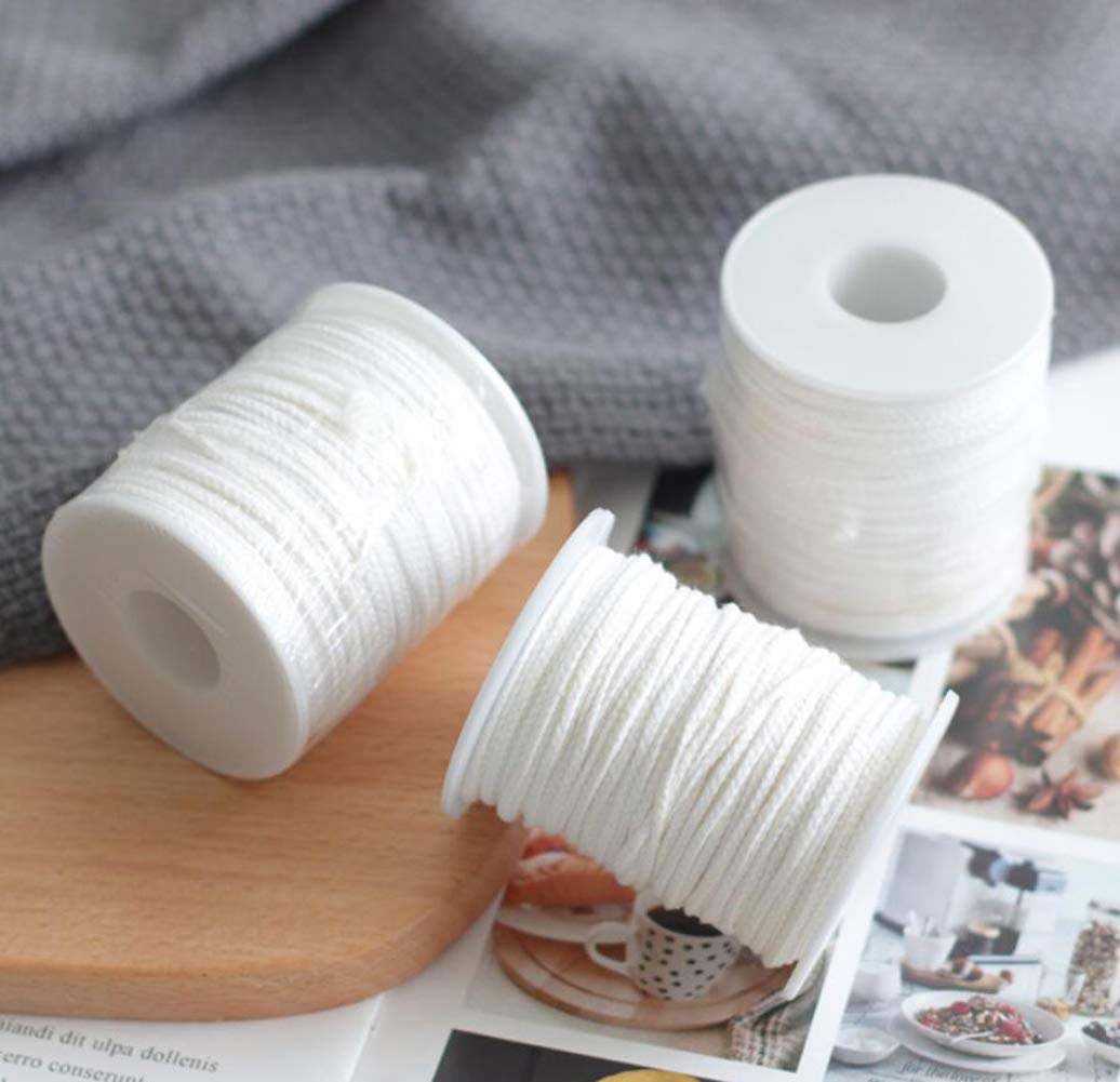 200FT 24-Ply Braided Cotton Candle Wicks - Natural Waxed Twine String for DIY Candle Making, Home Decor & Craft Projects (1 Roll)