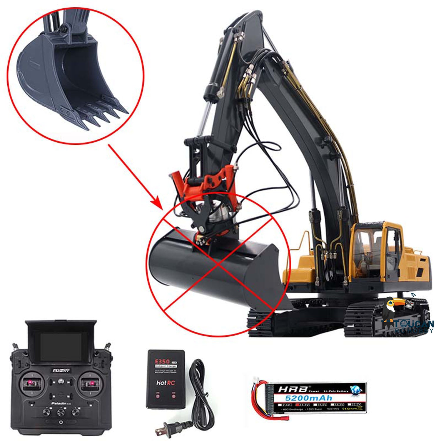 1/14 JDM 106 V2 RTR EC360 RC Hydraulic Excavator - Upgraded Remote Control Construction Vehicle with Painted Assembled Model | Perfect for Construction Enthusiasts & RC Hobbyists | Indoor & Outdoor Play, Collectible Display