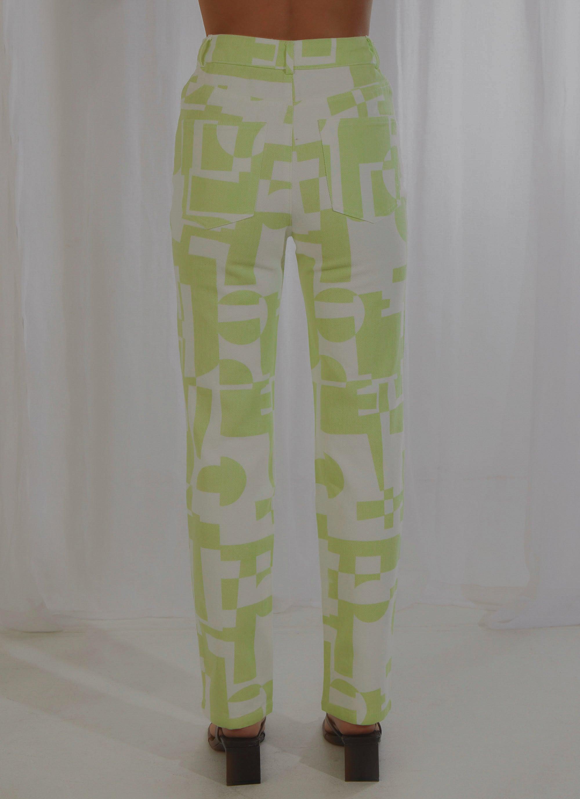 Electric Avenue Pants for Women - High Waisted Stretch Yoga Pants in Lime Green - Perfect for Workouts, Yoga, and Casual Wear