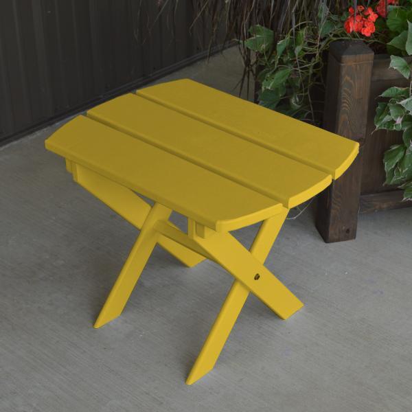 A & L Furniture Yellow Pine Folding Oval End Table - Portable Side Table for Patio, Living Room & Small Spaces - Rustic Home Decor Accent Table