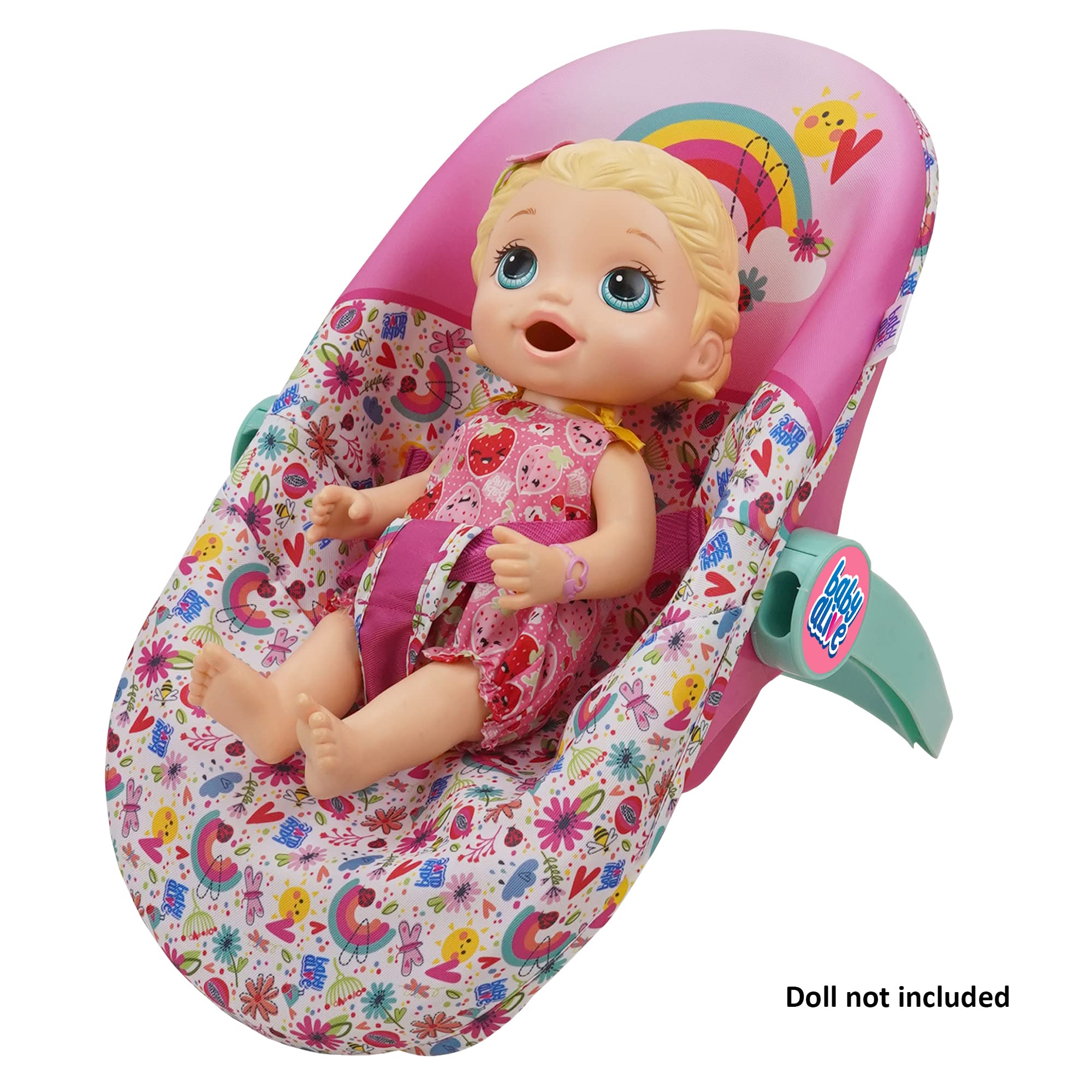 Baby Alive Deluxe Doll Car Seat - Pink & Rainbow 3-in-1 Convertible Carrier for 18