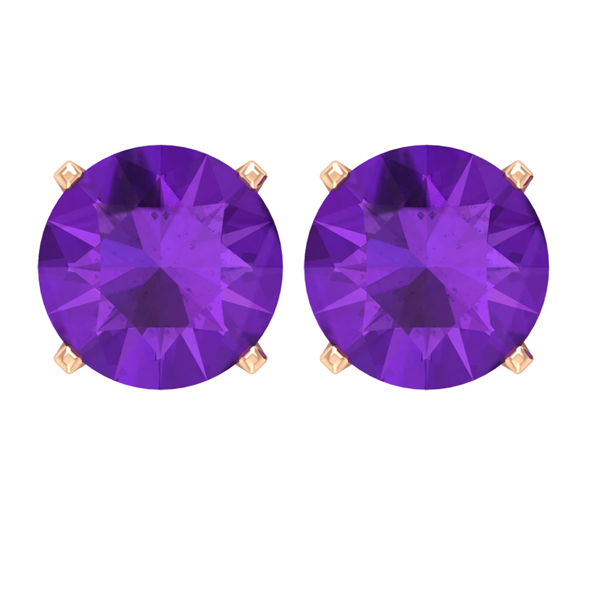 6.5 MM Amethyst Stud Earrings - 2.25 CT February Birthstone Earrings in 14K Solid Gold with Screw Back for Secure Wear | Perfect Gift for Valentine's Day, Anniversary & Special Occasions