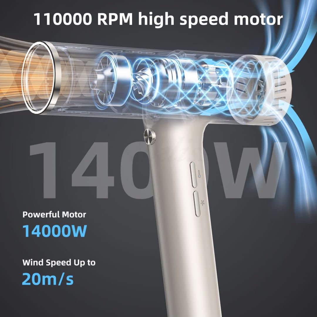 High-Speed Hair Styler & Drying Brush - 110,000 RPM Hot Air Brush with Diffuser, Concentrator Attachment & Oval Curling Wand for Salon-Quality Styling at Home (Silver) | Perfect for Daily Styling, Volume Boost & Smoothing Frizz-Free Hair