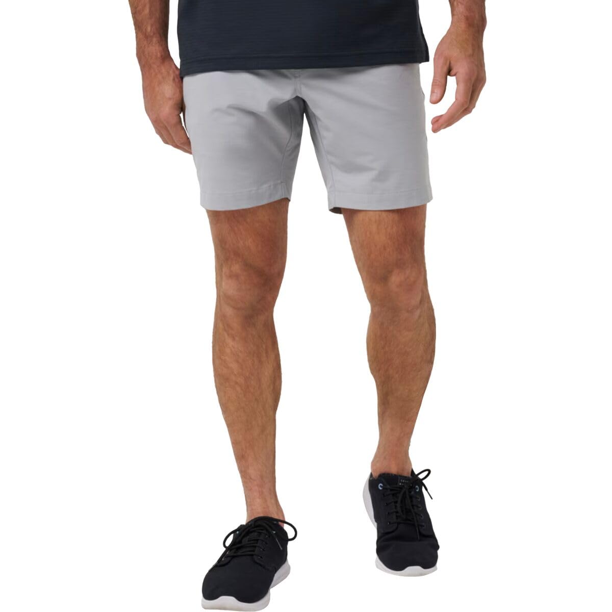 TravisMathew Tech Chino Shorts for Men - Heather Sleet Color, Size 34x8.5 | Comfortable Stretch Travel & Golf Shorts | Casual Summer Wear & Outdoor Activities