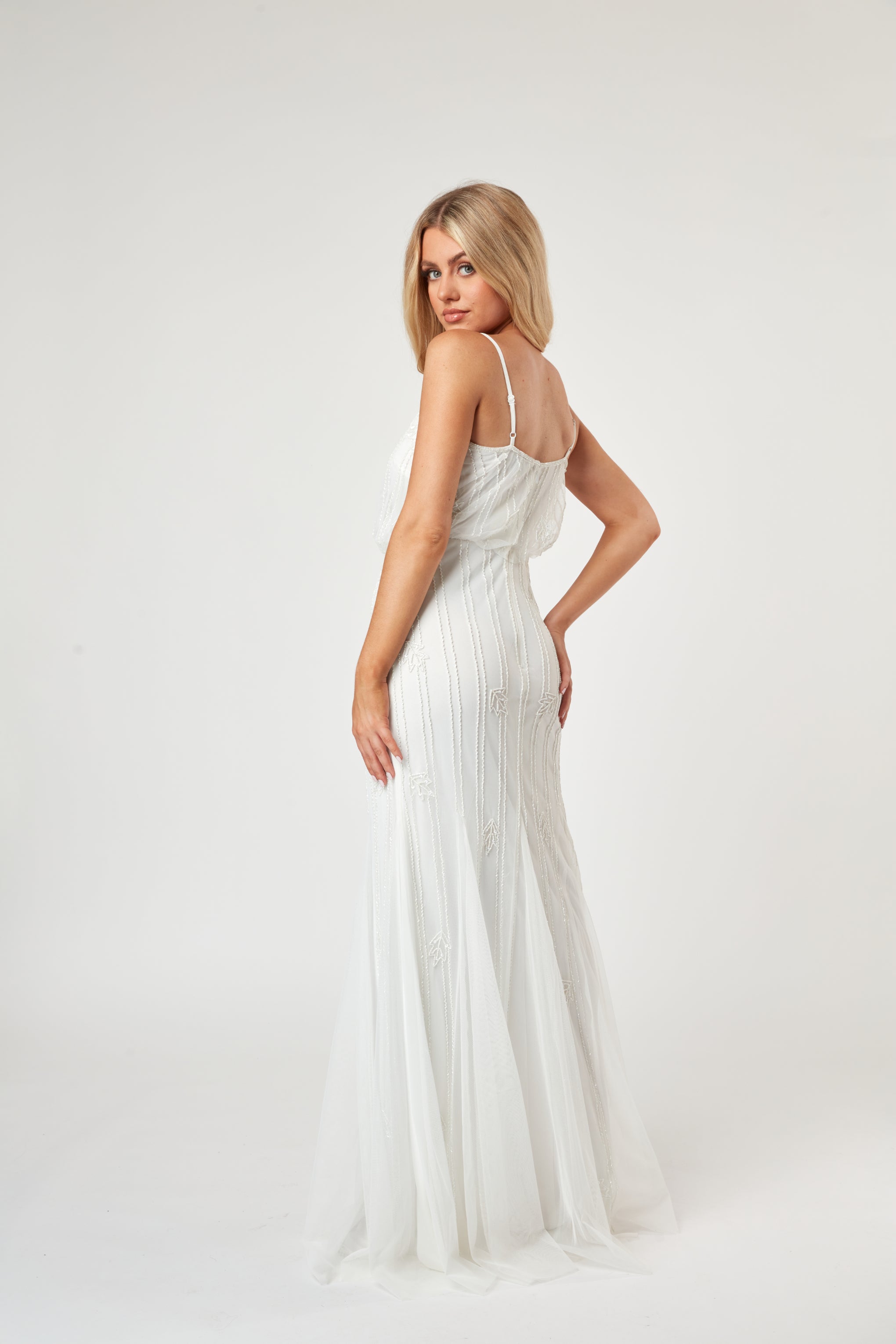 Elegant White Keeva Wedding Dress for Bride – Perfect for Church Ceremony, Beach Wedding & Formal Reception