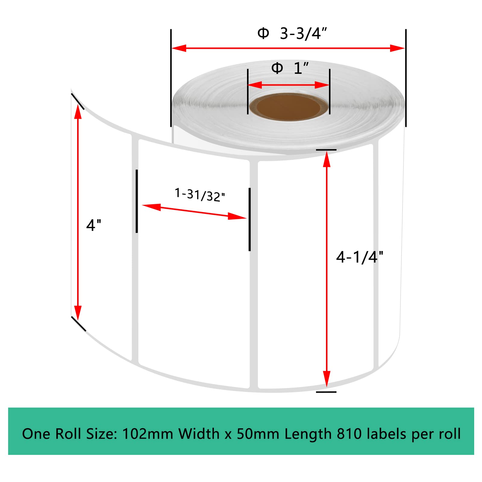 8 Rolls (810 Labels/Roll) Brother RDS03U1 Compatible White Paper Labels - 4