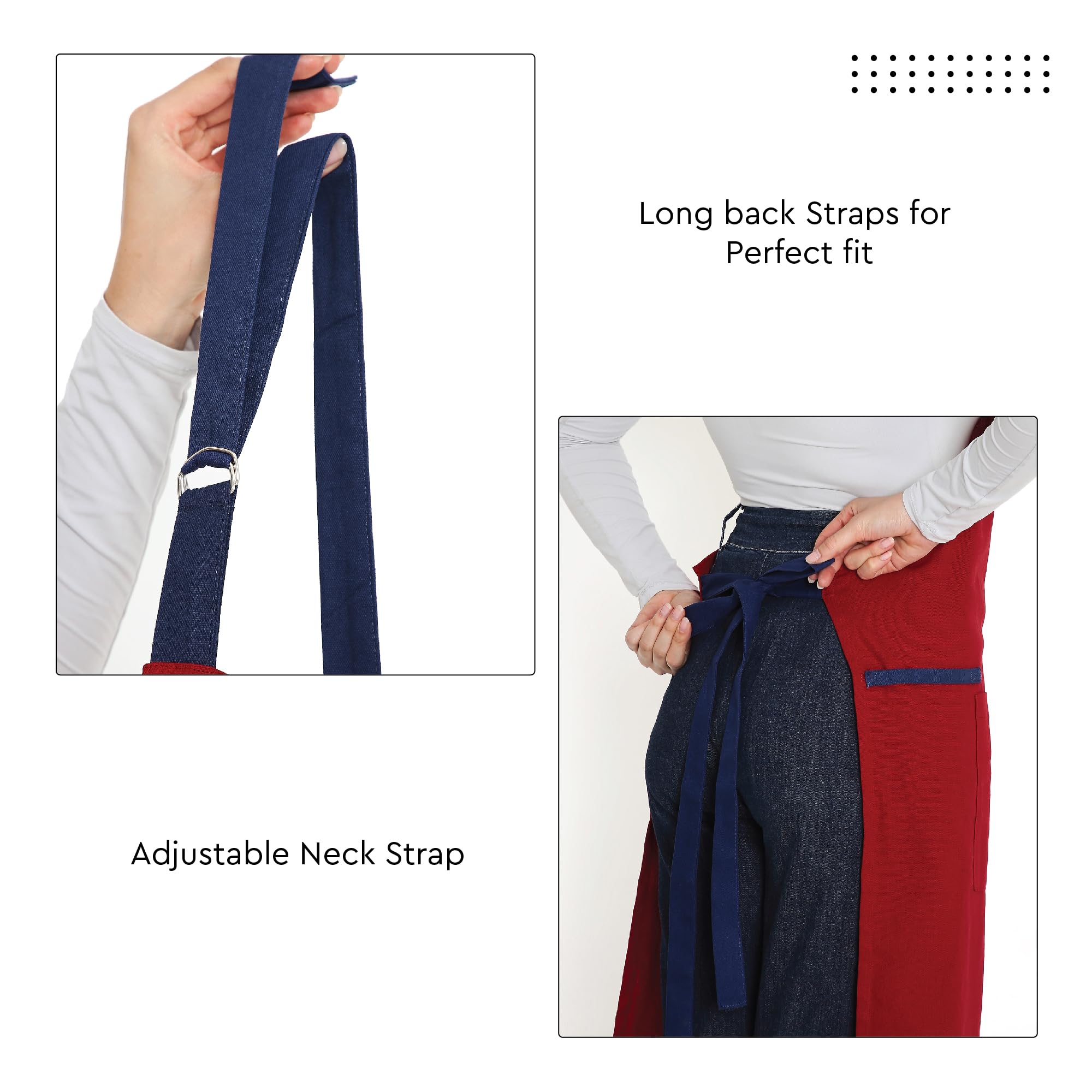Premium Encasa XO Cotton Stain-Resistant Kitchen Bib Apron with Adjustable Straps, Pocket & Towel Holder - Durable Cooking Apron for Men & Women - Ideal for Home, BBQ, Grilling & Outdoor Cooking
