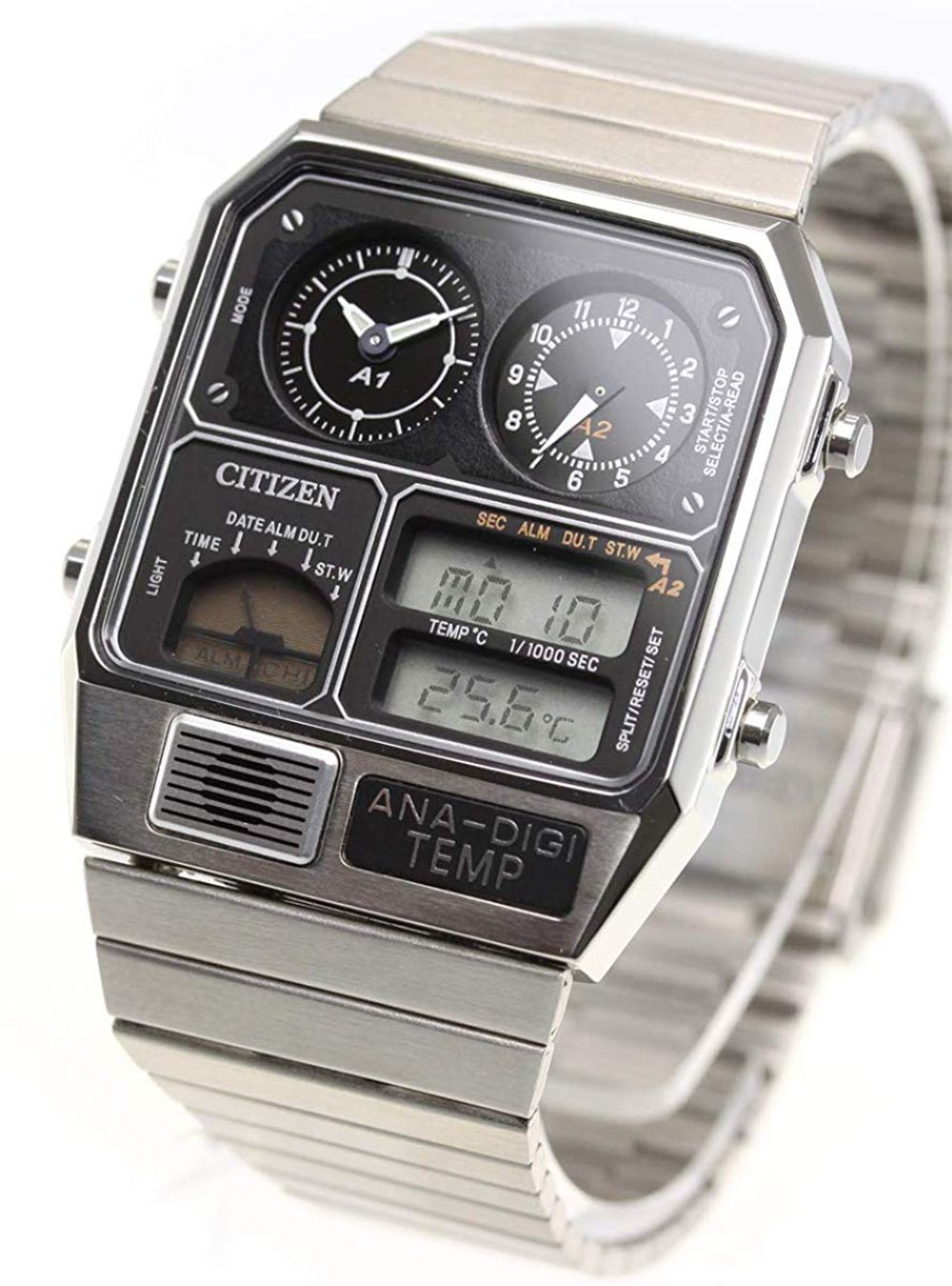 CITIZEN Ana-Digi Temp JG2101-78E Silver Reproduction Watch with Japan JDM Movement - Perfect for Vintage Collectors & Fashion Enthusiasts