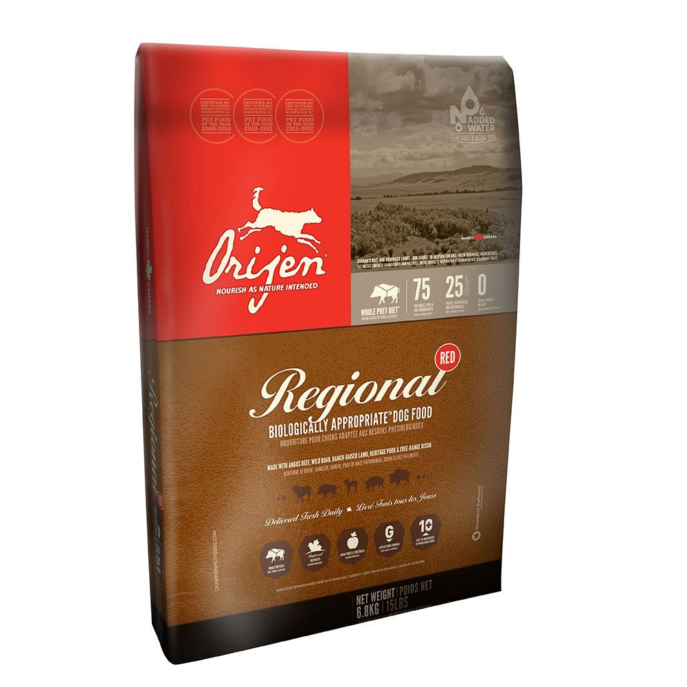 Orijen Regional Red Premium Dog Food - 25 lb Bag for Large Breed Dogs | High-Protein, Grain-Free Dry Kibble for Active Pets | Perfect for Outdoor Adventures & Training