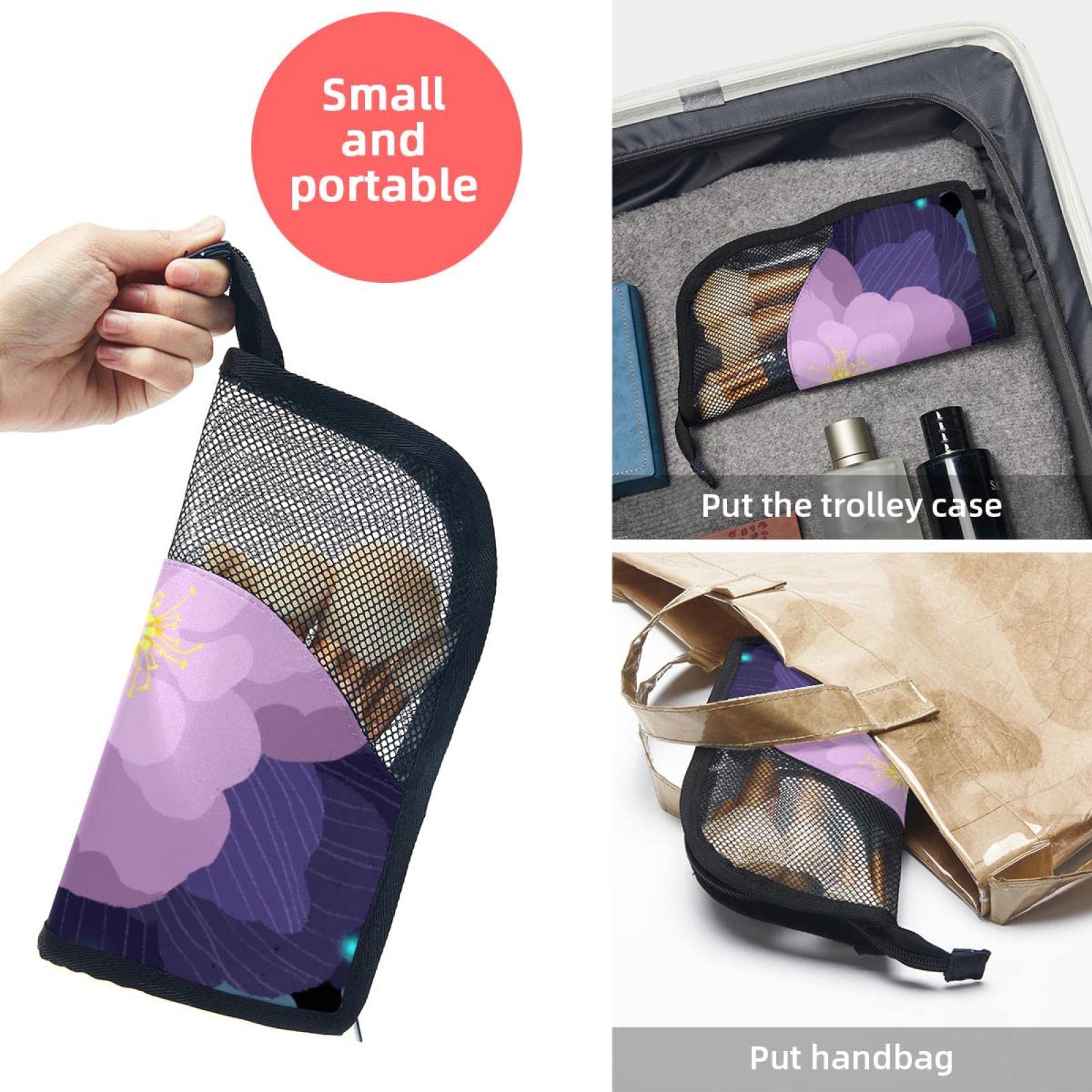 12-Piece Makeup Brush Organizer Bag - Portable Flower Design Brush Holder Case for Travel & Home Storage | Purple Blossom Cosmetic Brush Set