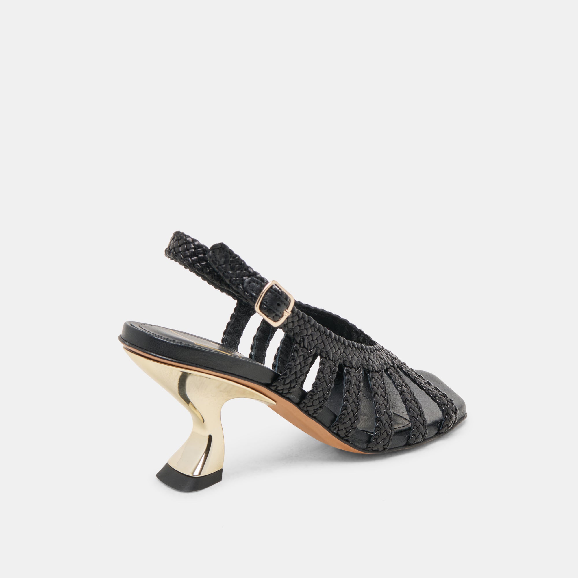 SICILY Women's Black Woven Leather High Heels - Elegant Dress Shoes for Party, Wedding & Evening Occasions