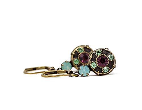 Elegant Mint Green Peridot Amethyst Purple Swarovski Crystal Earrings for Women - Perfect for Weddings, Parties & Special Occasions