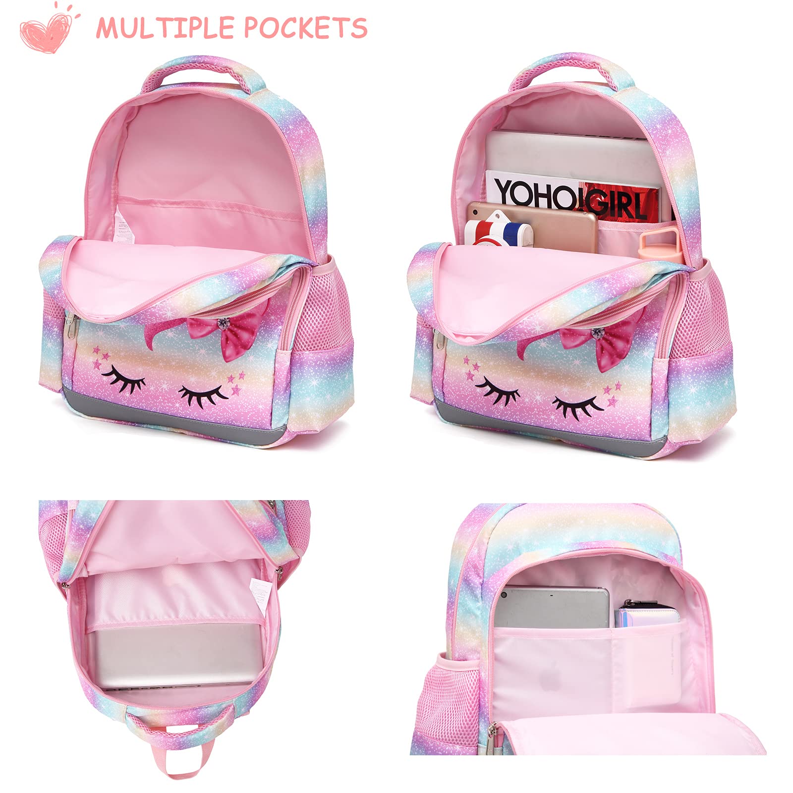 Octsky Unicorn Backpack for Girls - Cute Kids Backpack for Preschool & Kindergarten, Lightweight Toddler Bookbag with Adjustable Chest Strap - Perfect for School, Travel, and Daily Adventures