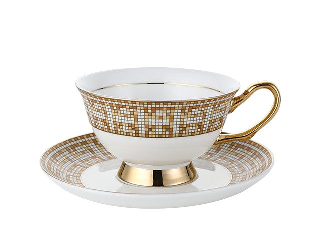 Handmade Elegant British Ceramic Coffee & Tea Cup Set with Saucer - Bone China Porcelain Gift Box Set for Office & Home Use - Yellow Tea Cups for Afternoon Tea, Coffee Break & Gifting