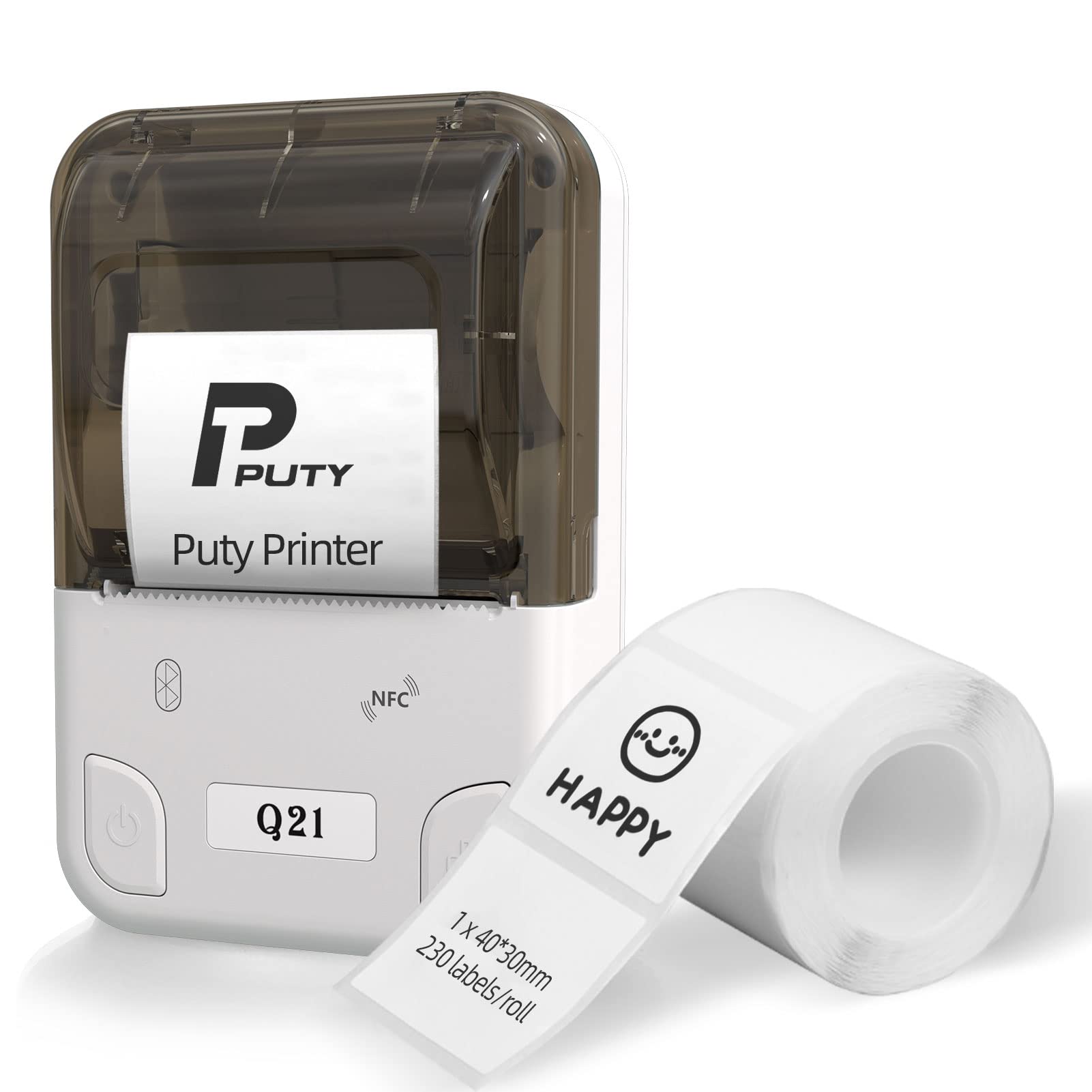 Q21 Portable Bluetooth Label Maker - Handheld Label Printer for Small Business & Home Office, USB Rechargeable, Compatible with iOS/Android, Includes 40×30mm Labels (White) - Perfect for Organizing Files, Pantry Items & Office Supplies
