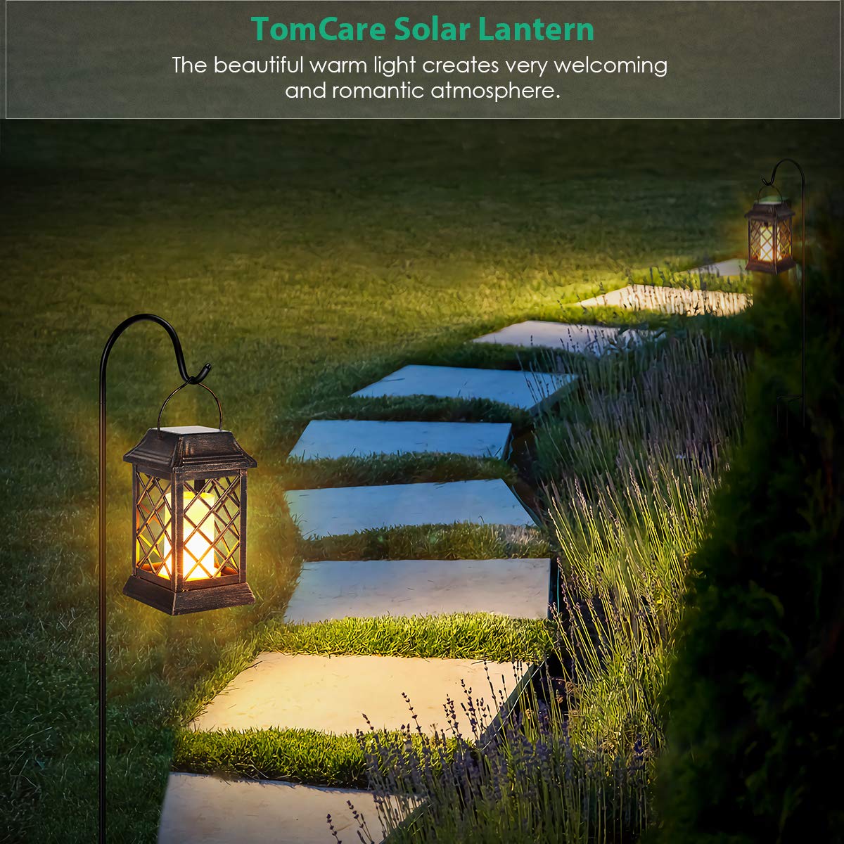 TomCare Solar Torch Lights Outdoor - Waterproof Flickering Flame Solar Lights for Garden, Patio, Yard - Decorative Landscape Lighting for Pathways, Poolside & Backyard Parties