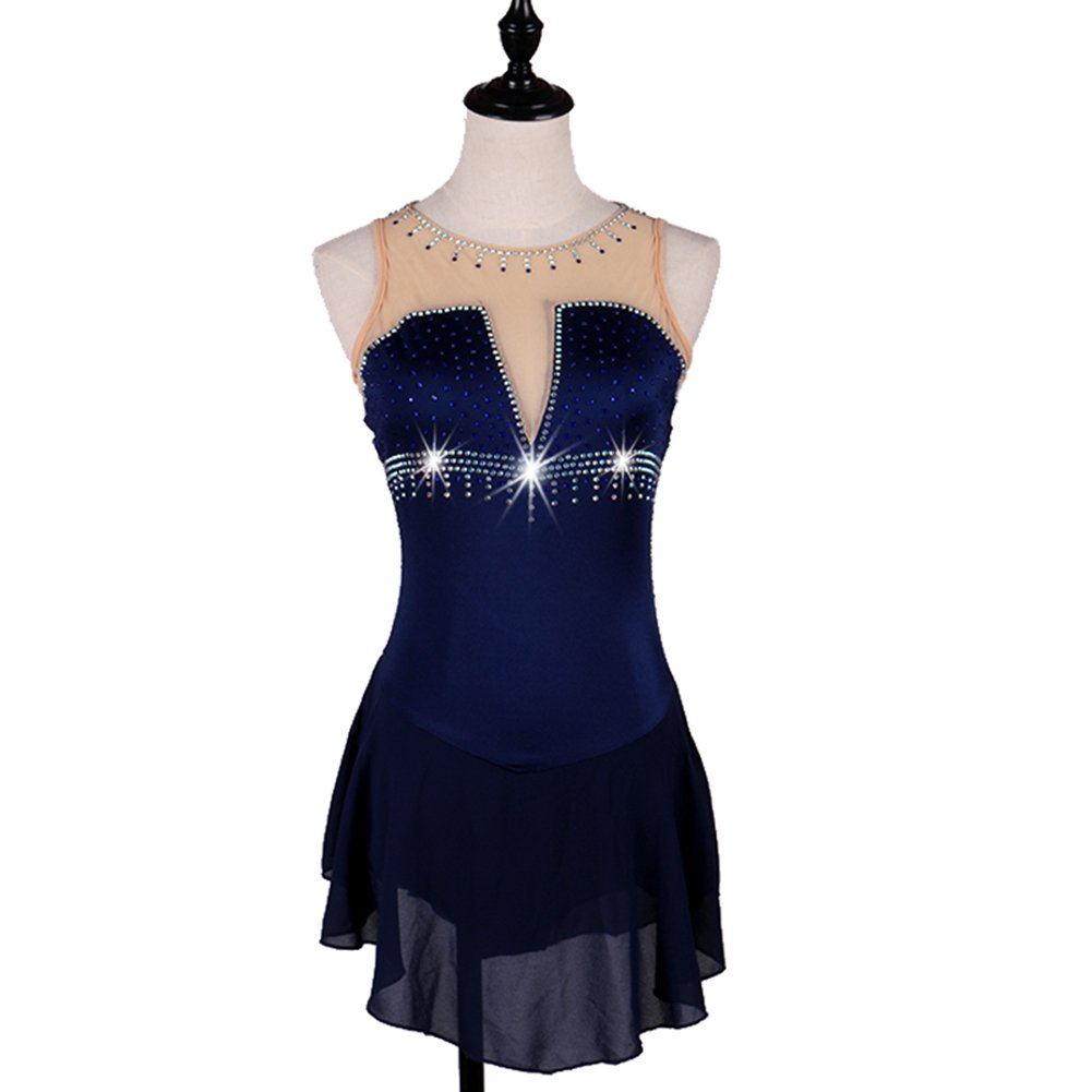 Elegant Women's Crystal Ice Skating Dress - Sparkling Figure Skating Costume for Competitions & Performances - Perfect for Ice Shows, Recitals, and Professional Skating Events