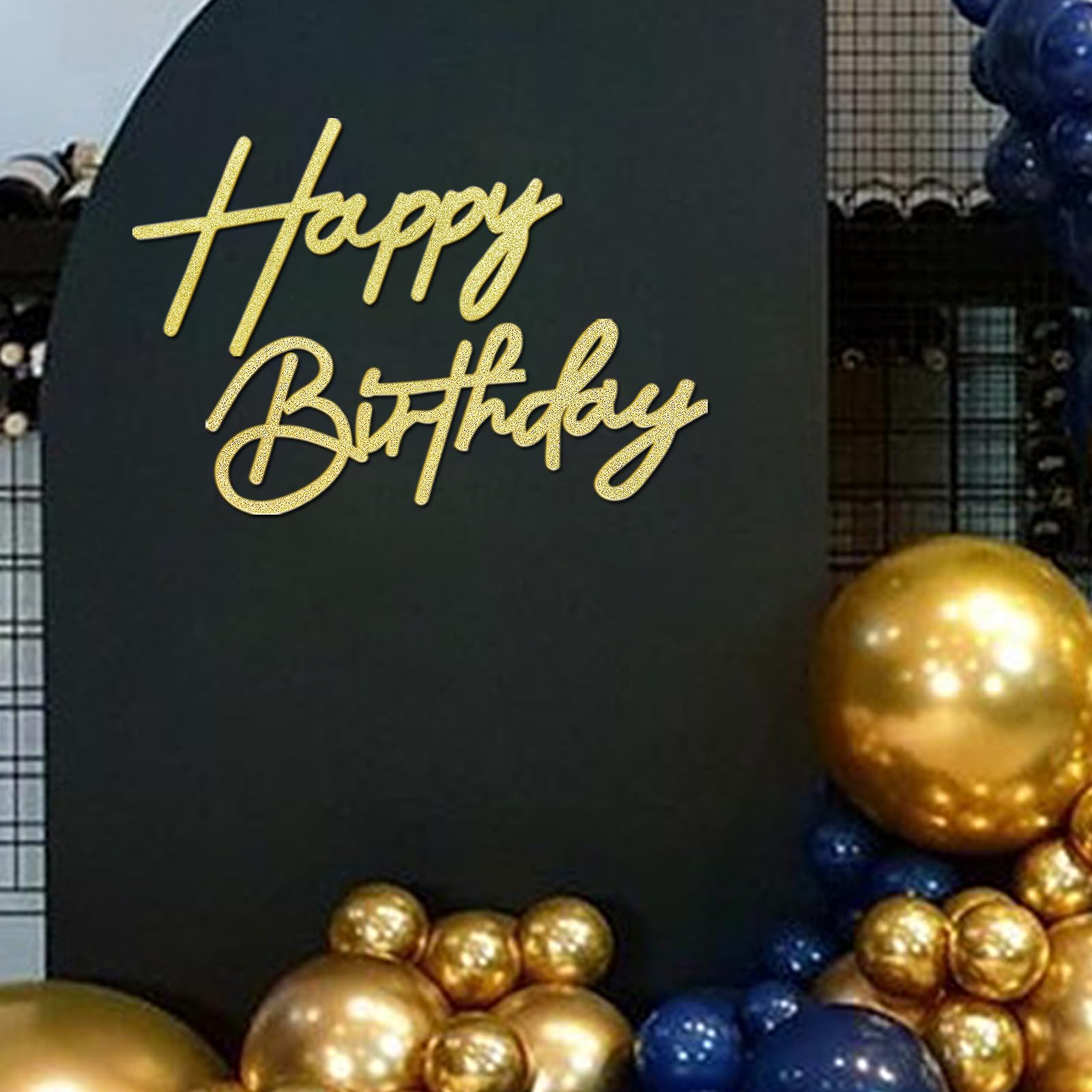 Glitter Felt Happy Birthday Sign for Party Backdrop - Gold Letter Banner for Balloon Arch Decorations, Baby Shower & Birthday Celebrations | Perfect for Wall Decor, Photo Booth Backgrounds and Event Styling