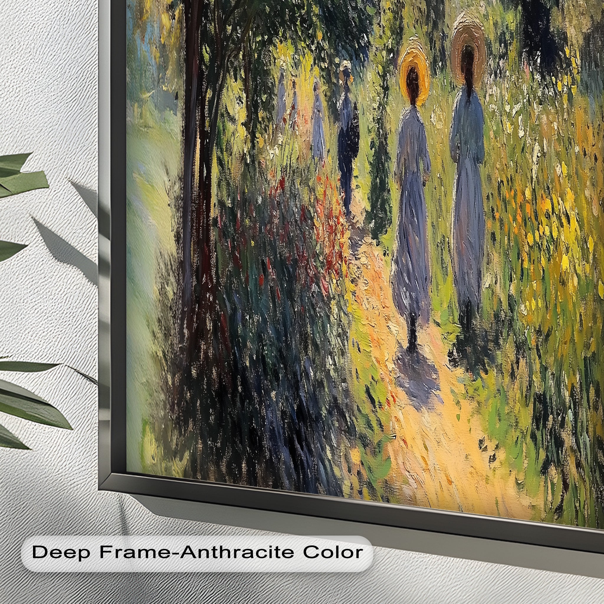 Afternoon Stroll - Sun Dappled Garden Walk Oil Painting Wall Art - Hand Painted Landscape Canvas for Living Room, Bedroom Decor - Perfect Gift for Home & Office