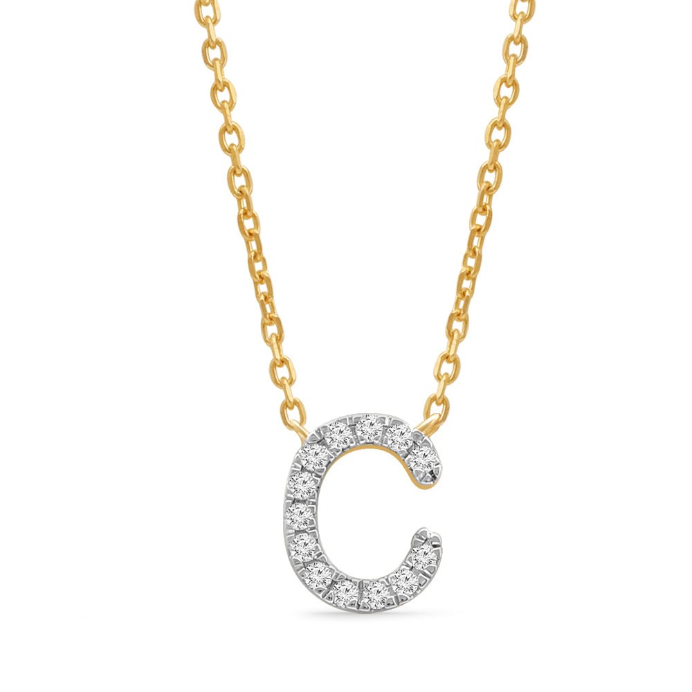 14K Yellow Gold Diamond Initial Charm Necklace - Personalized Classic Jewelry for Women | Perfect Gift for Birthday, Anniversary & Valentine's Day